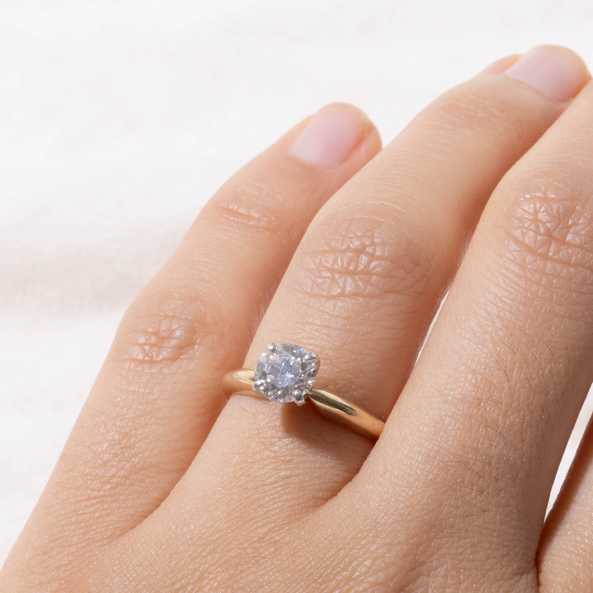14k Round Brilliant Solitaire Diamond Ring | 0.88ct I1 G/H | SZ 5.75