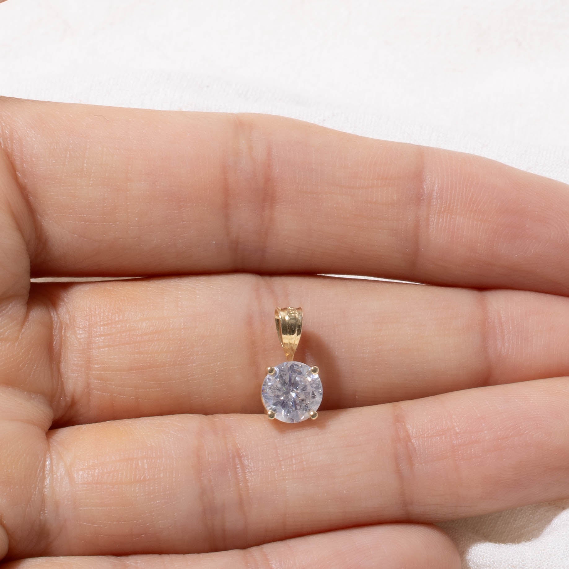 14k Solitaire Diamond Pendant | 1.12ct I2 G