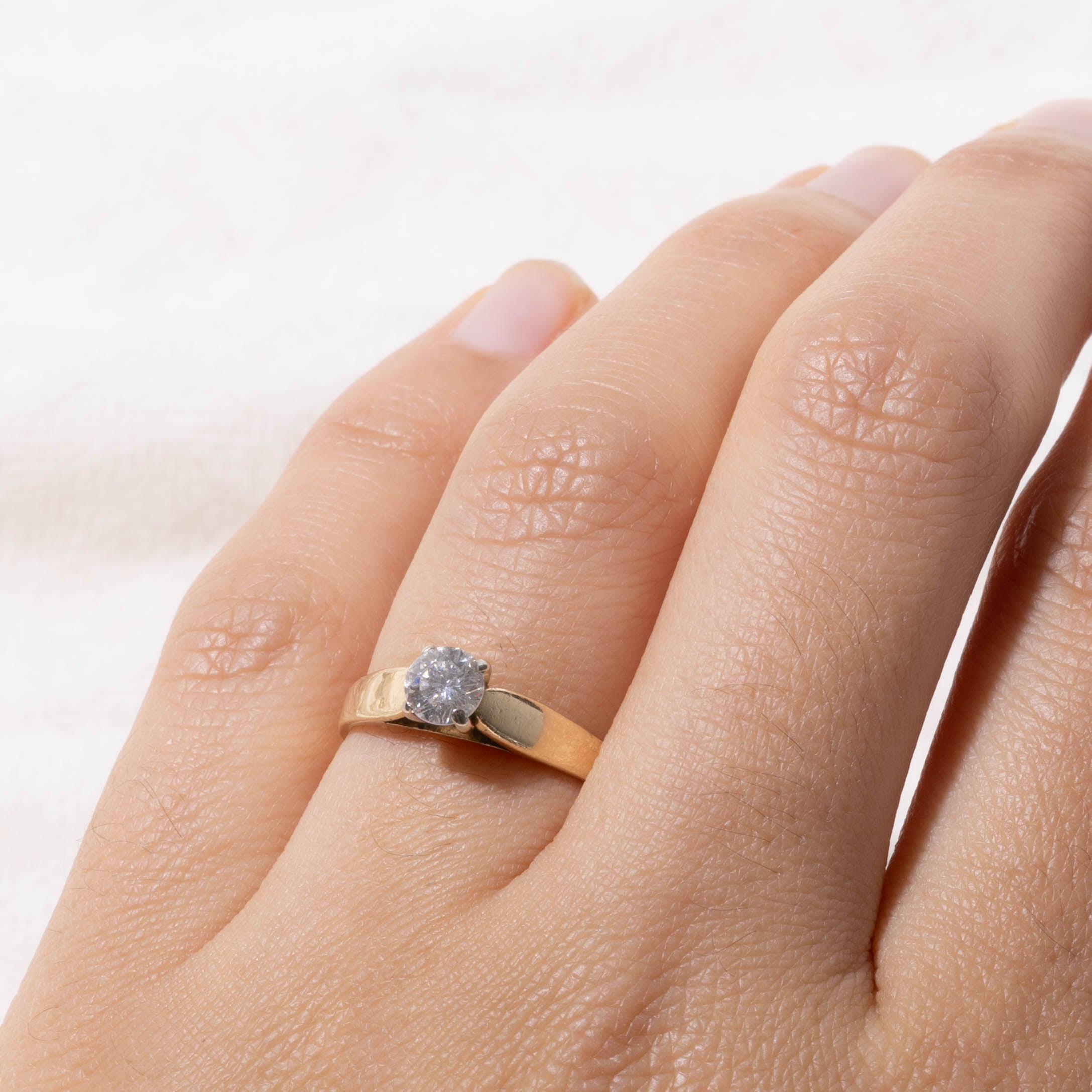 14k Solitaire Diamond Reverse Tapered Ring | 0.45ct I1 H | SZ 5