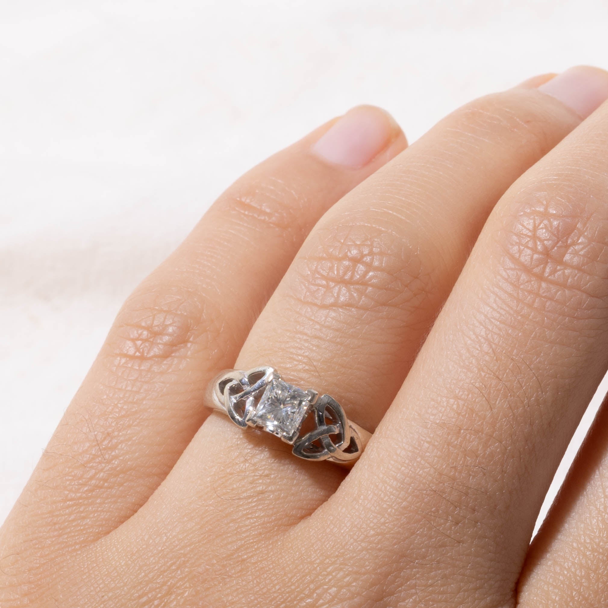 14k Princess Cut Diamond Celtic Ring | 0.60ct SI1 I | SZ 5.75