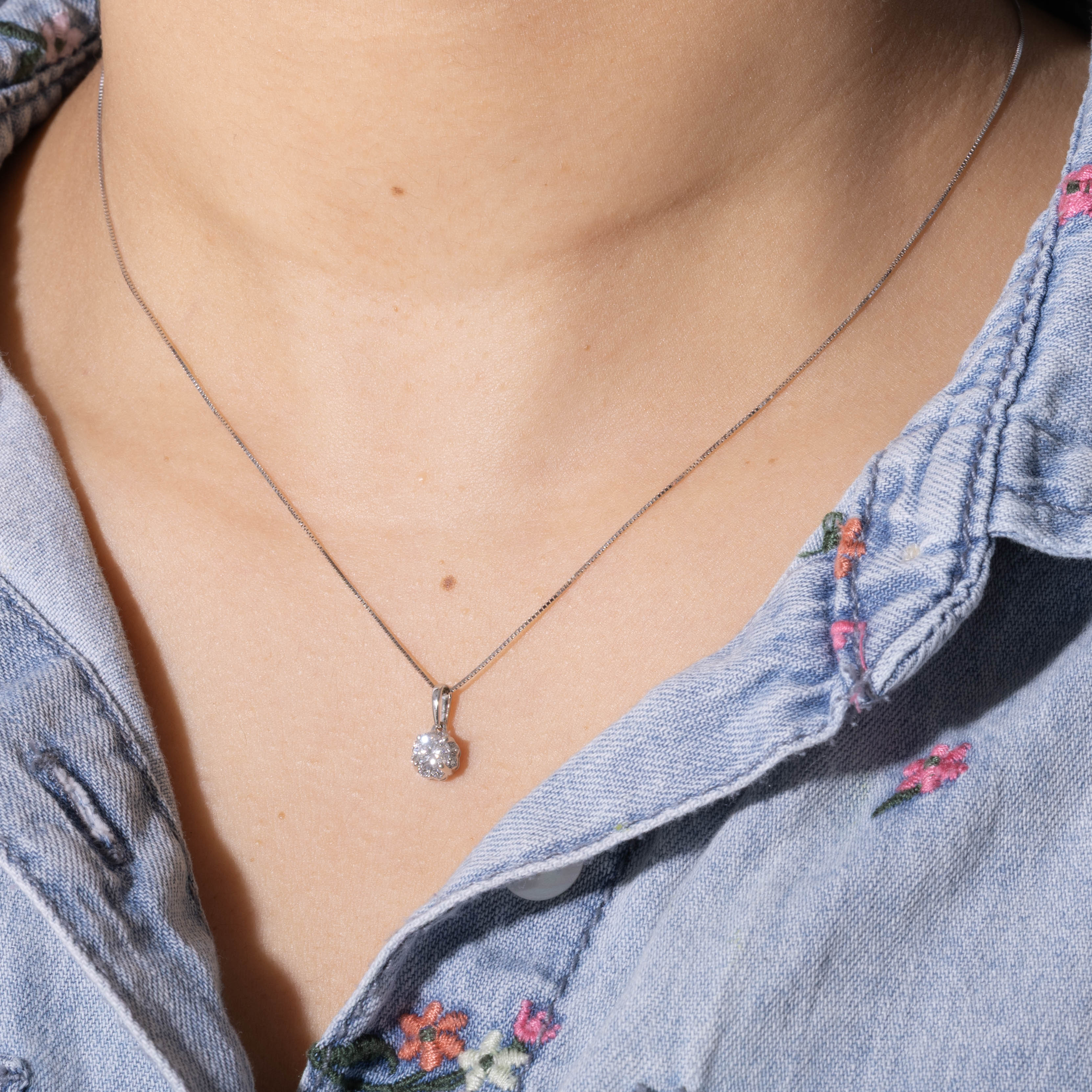 14k Diamond Pendant Necklace | 0.40ct I2 F/G, 0.04ctw | 18"