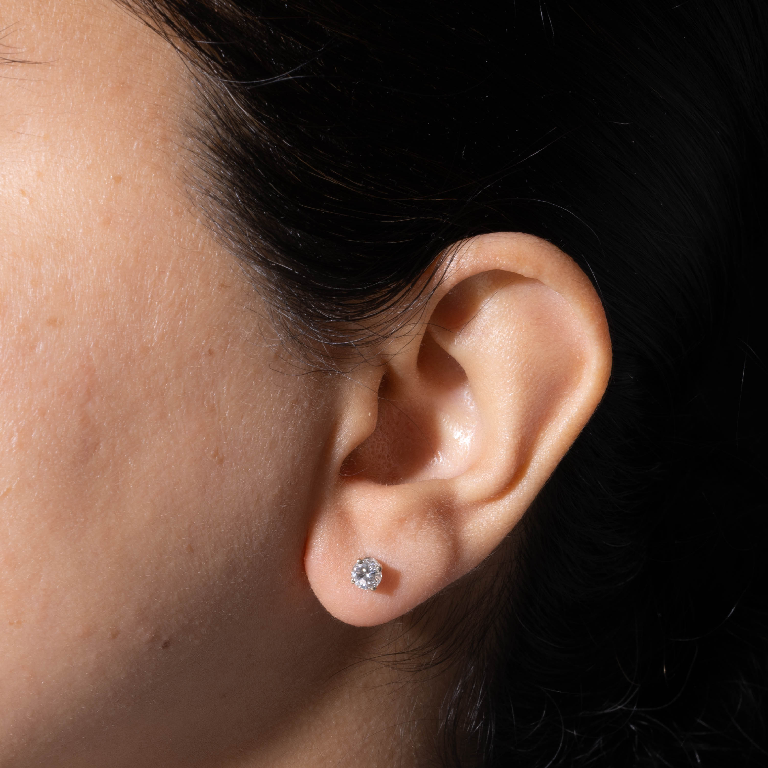 14k Solitaire Diamond Stud Earrings | 0.52ctw SI1/SI2 J