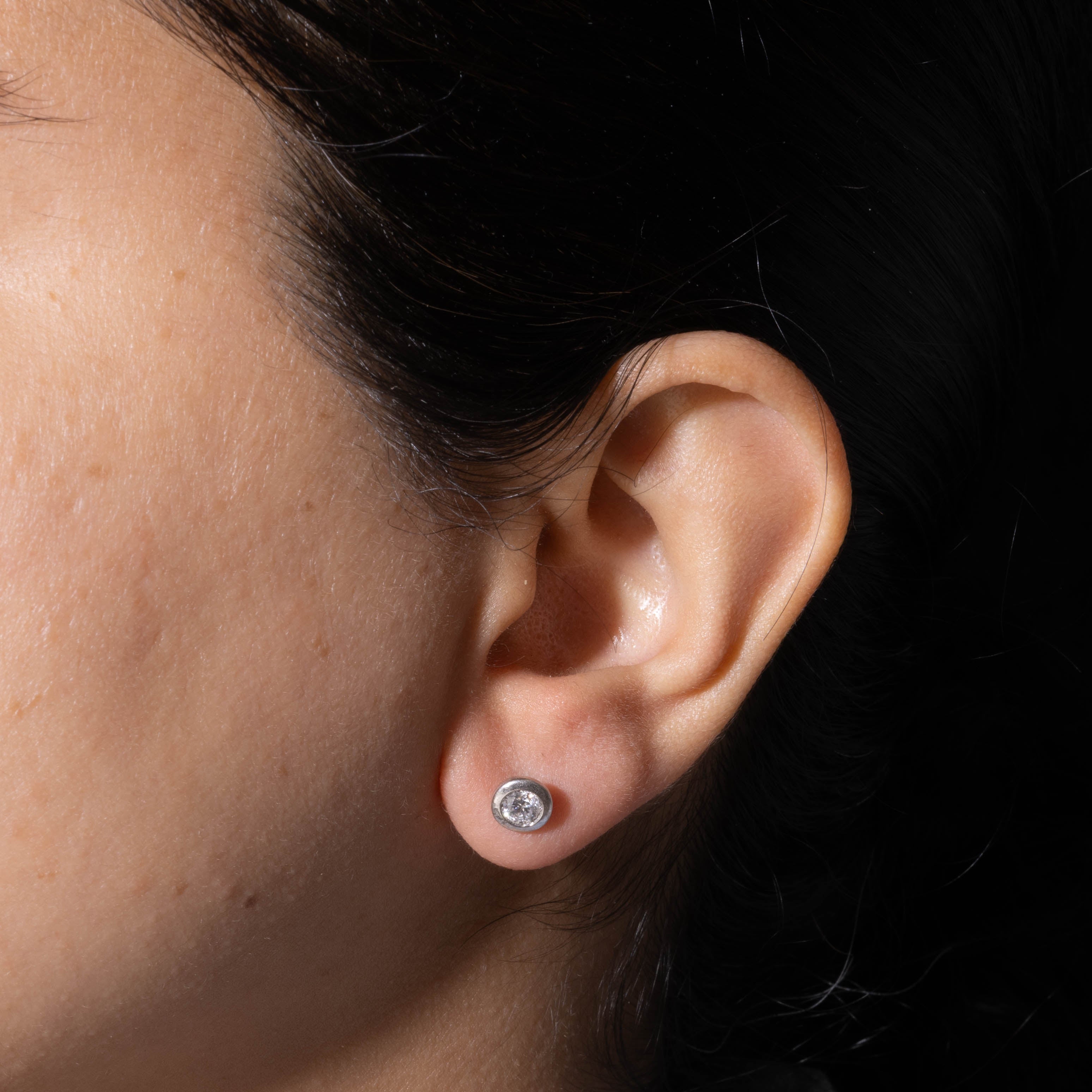 18k Bezel Set Diamond Stud Earrings | 0.54ctw SI2 I/J