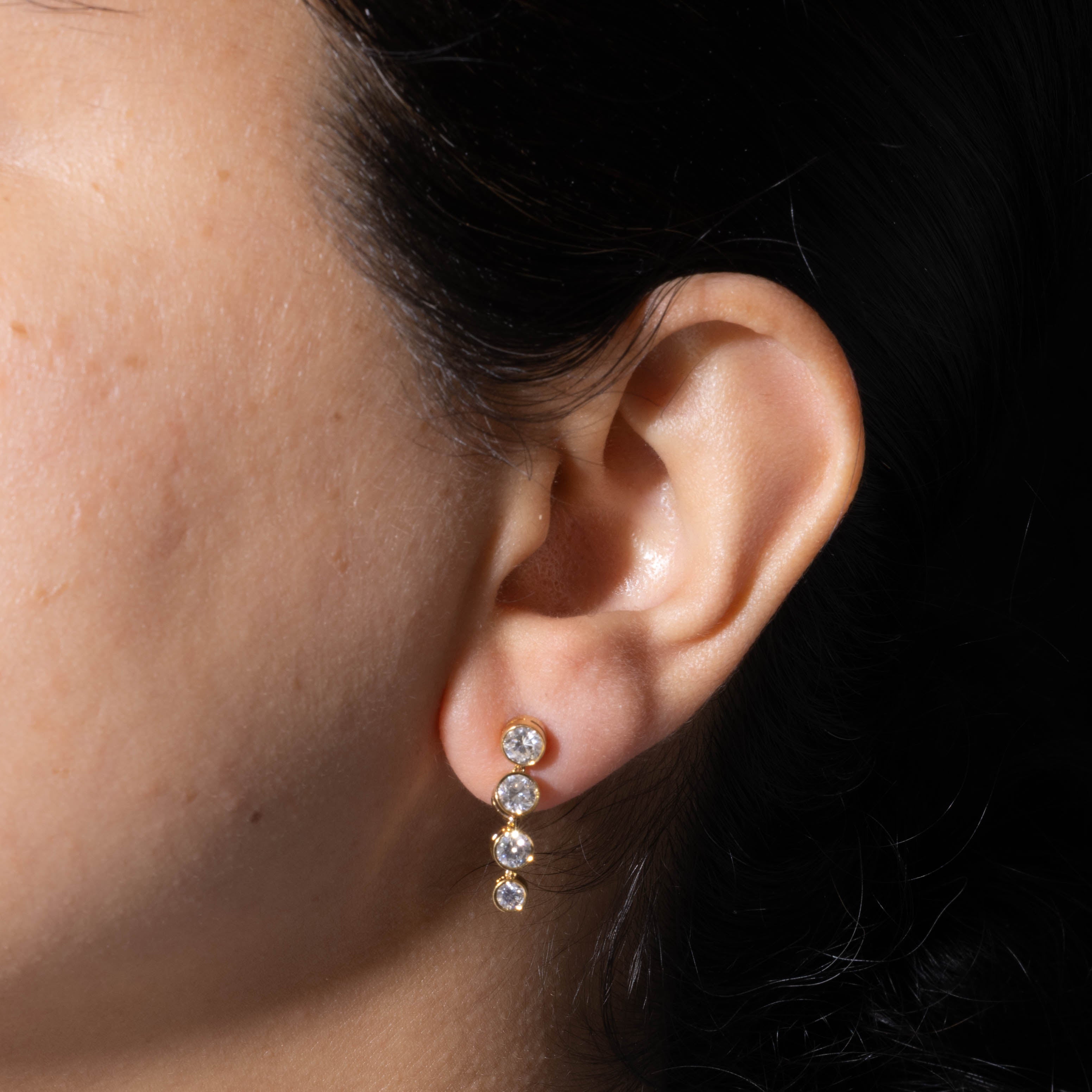18k Bezel Set Diamond Drop Earrings | 1.44ctw SI1/SI2 G/H