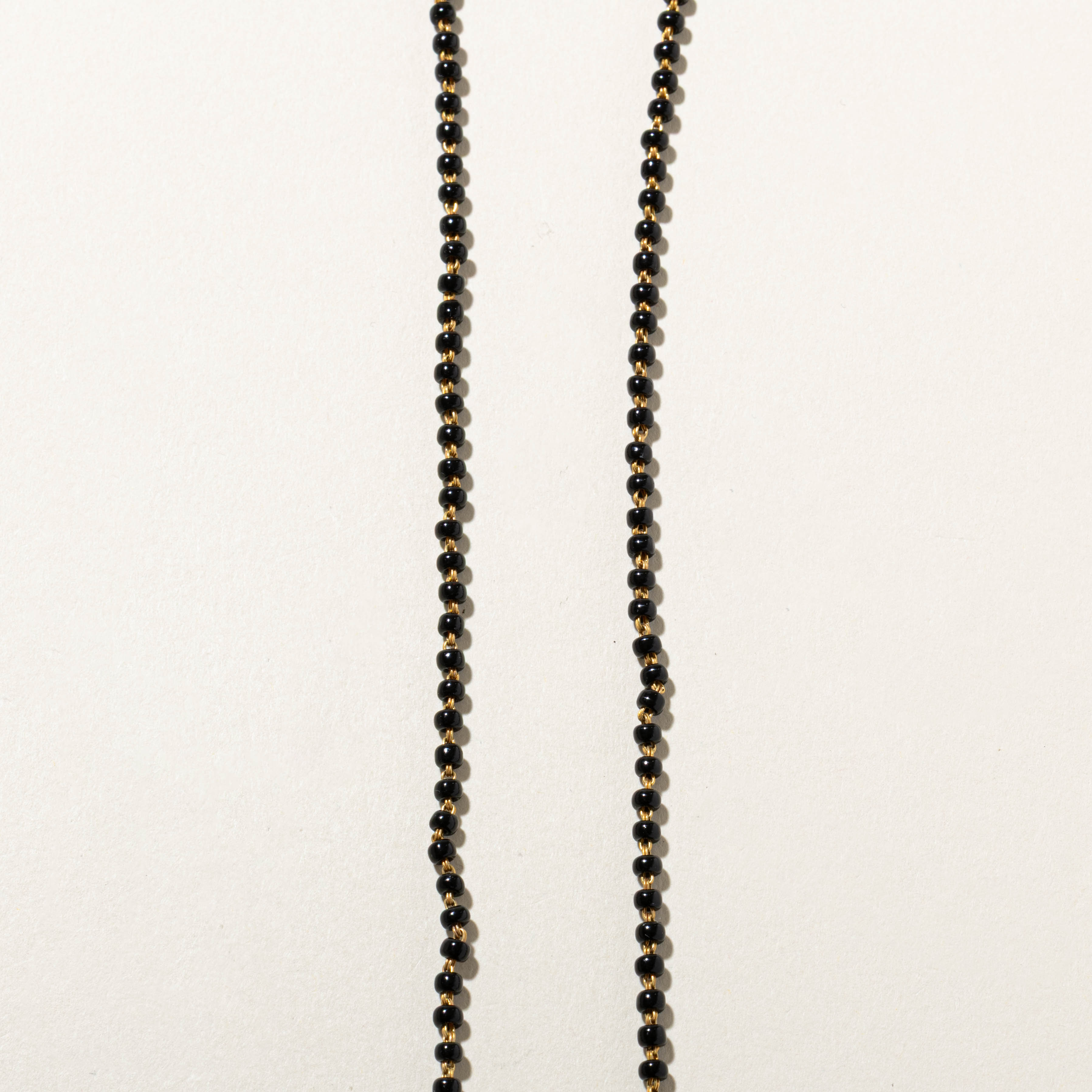 18k Diamond & Onyx Bead Necklace | 0.7ctw, 10ctw | 17"