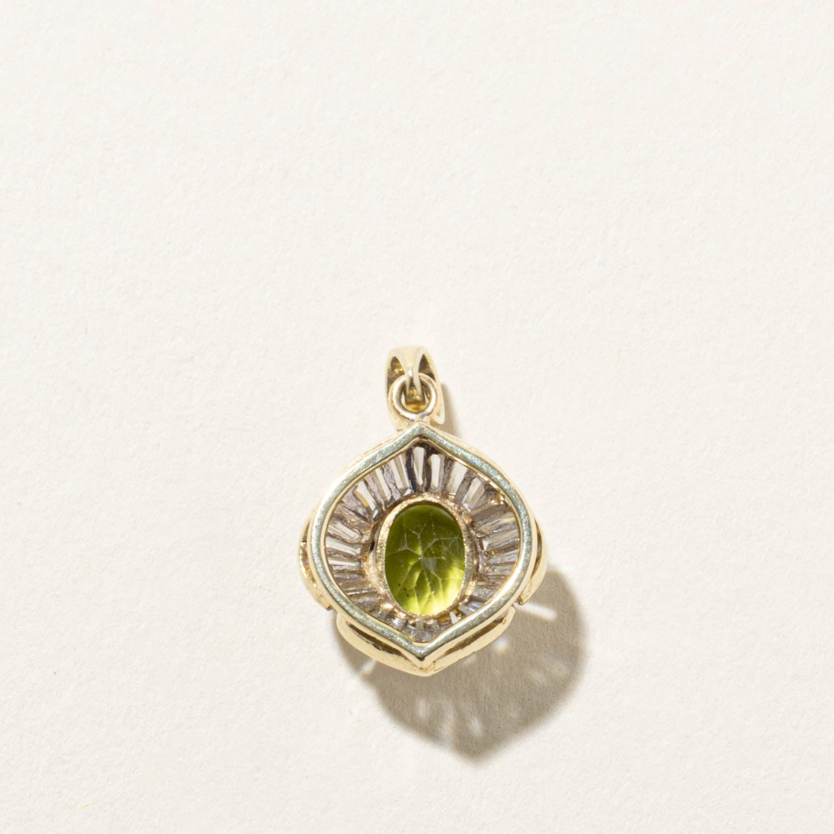 14k Oval Cut Peridot & Diamond Pendant | 1.25ct, 0.4ctw |
