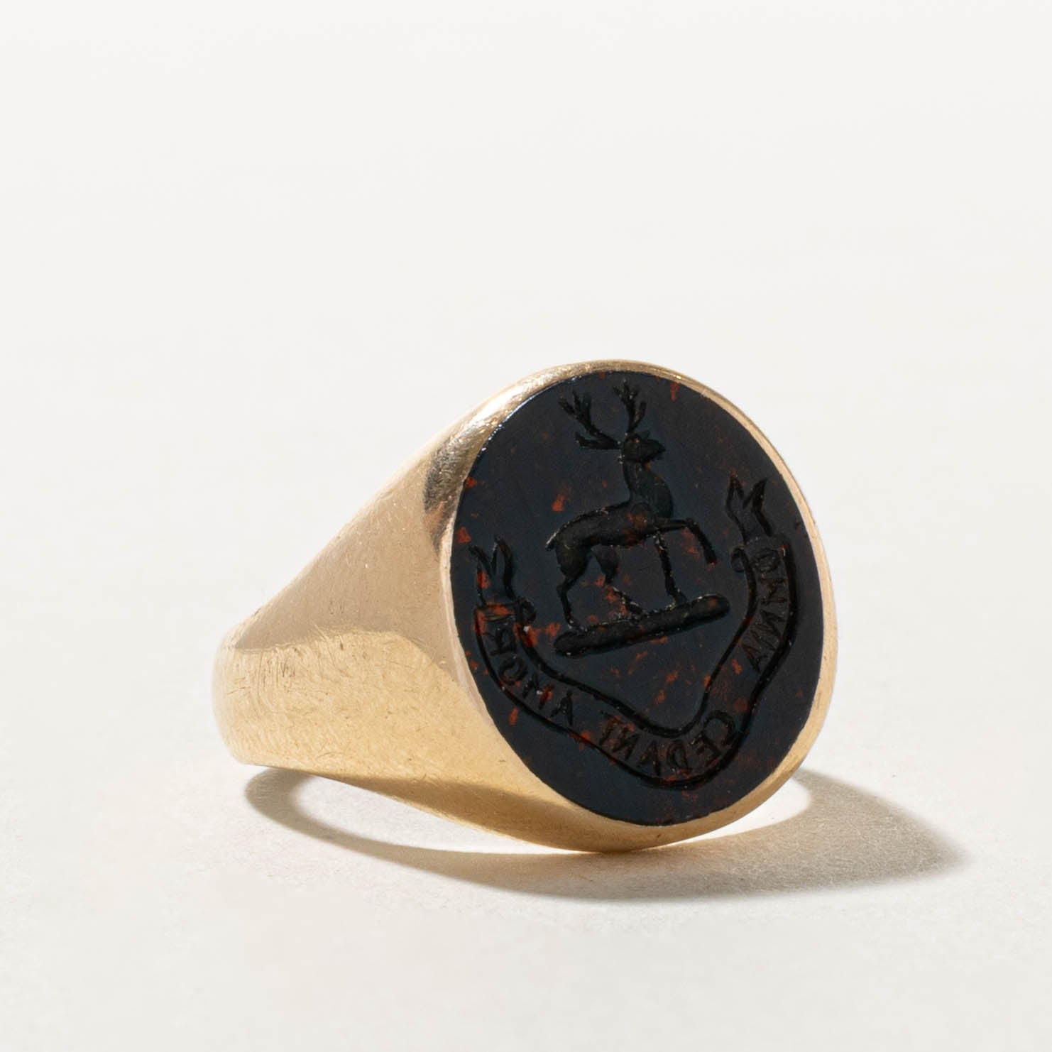 'Birks' Vintage Canadian Bloodstone Intaglio Ring | 3.75ct | SZ 5.75