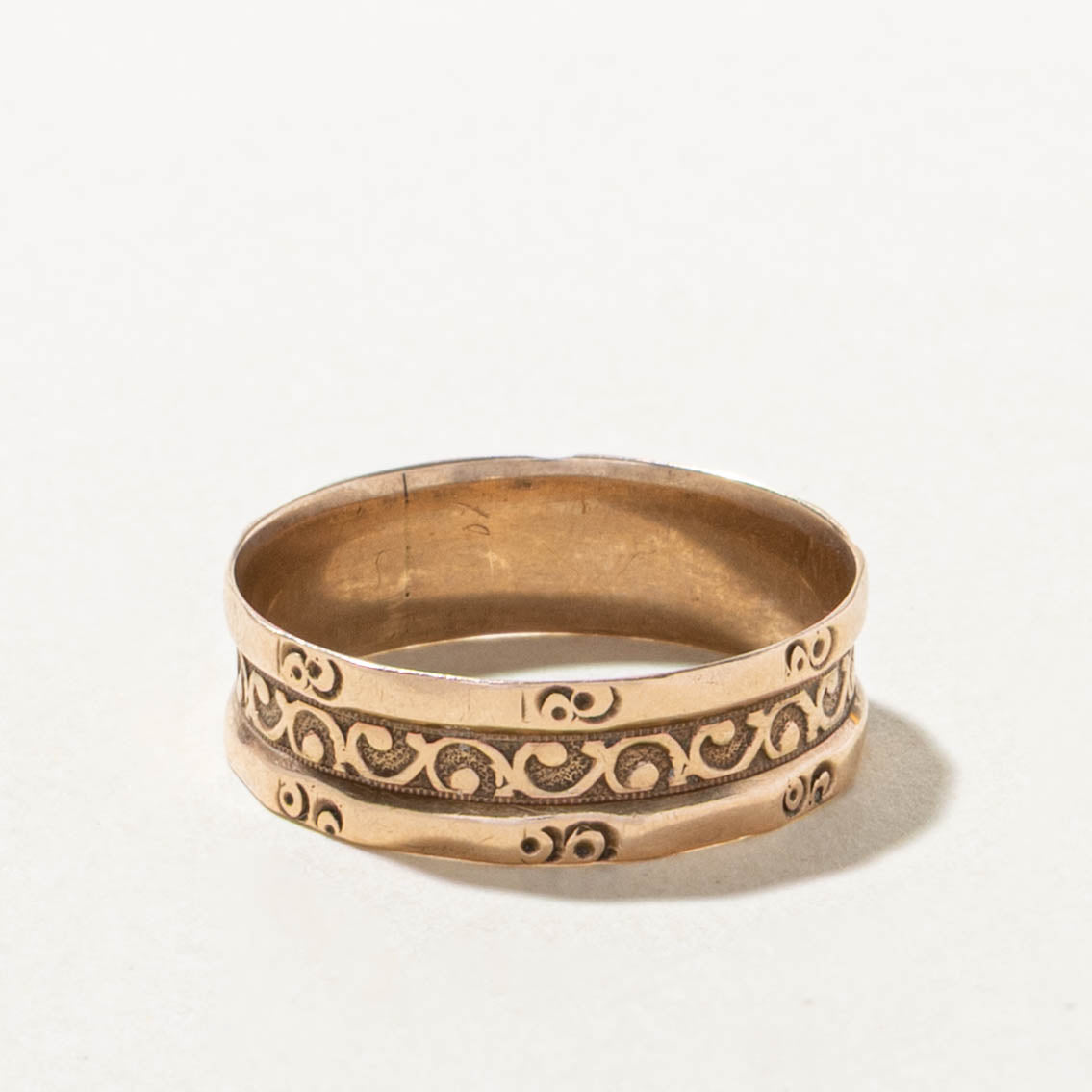 10k Rose Gold Embossed Scrollwork Band Band | 6.1mm | SZ 9