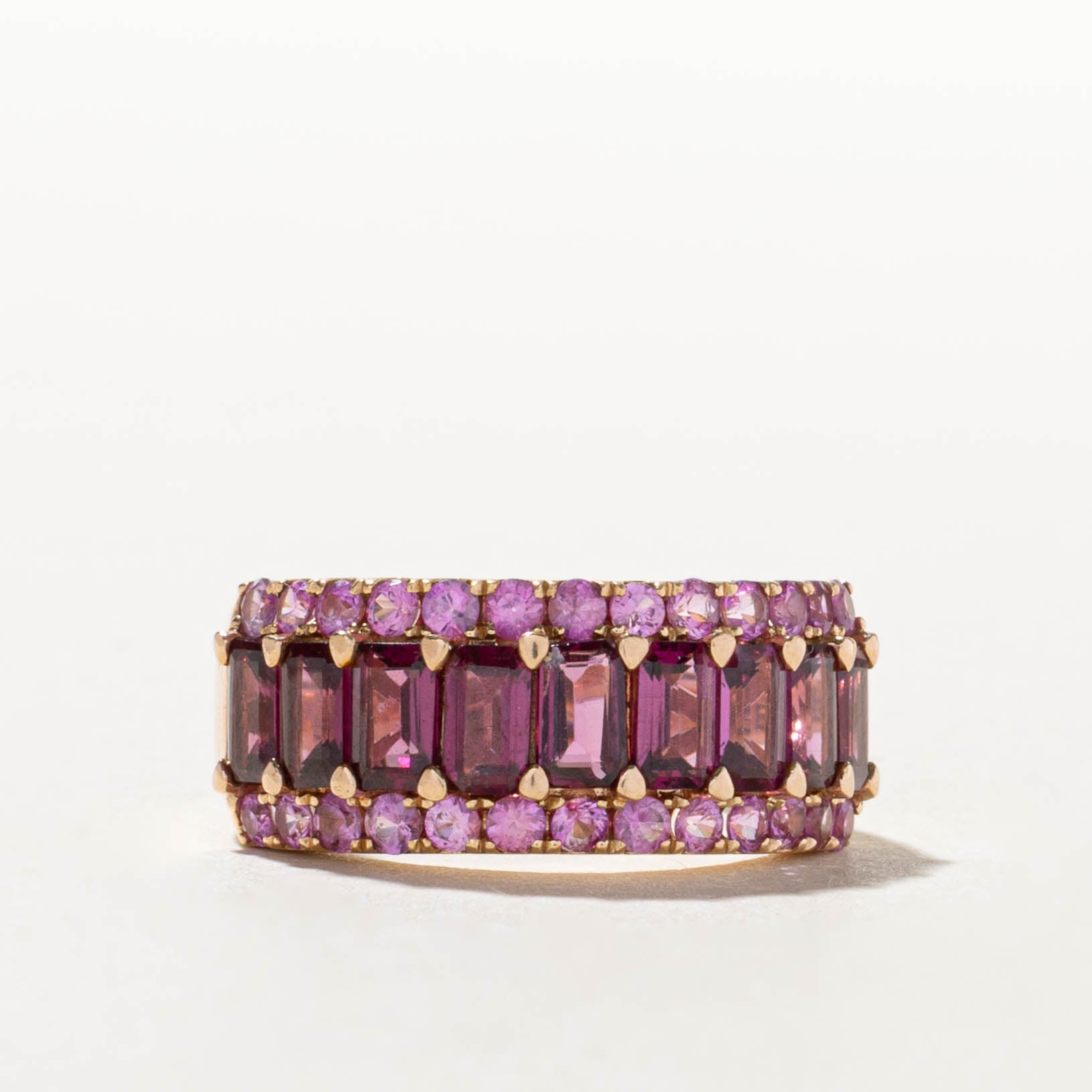 'Effy' Multi Row Pink Tourmaline & Sapphire Ring | 2.58ctw | SZ 7.25