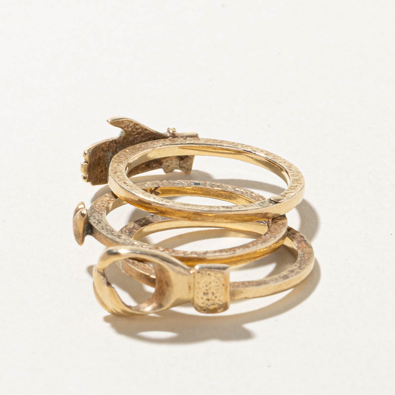 Antique 10k Gold Interlocking Gimmel Ring | SZ 6.25