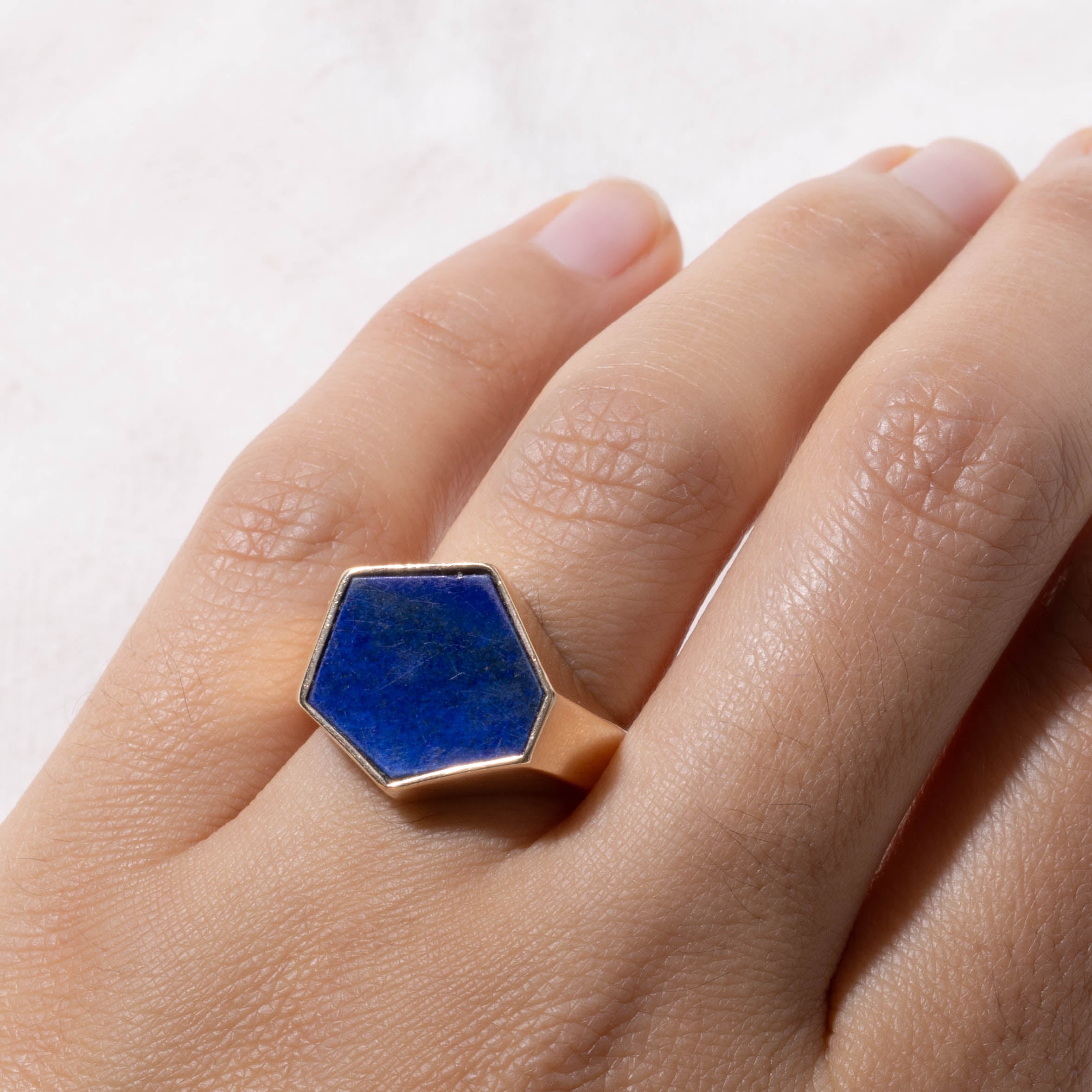 14k Dyed Howlite Inlay Geometric Ring | 2.5ct | SZ 7.75