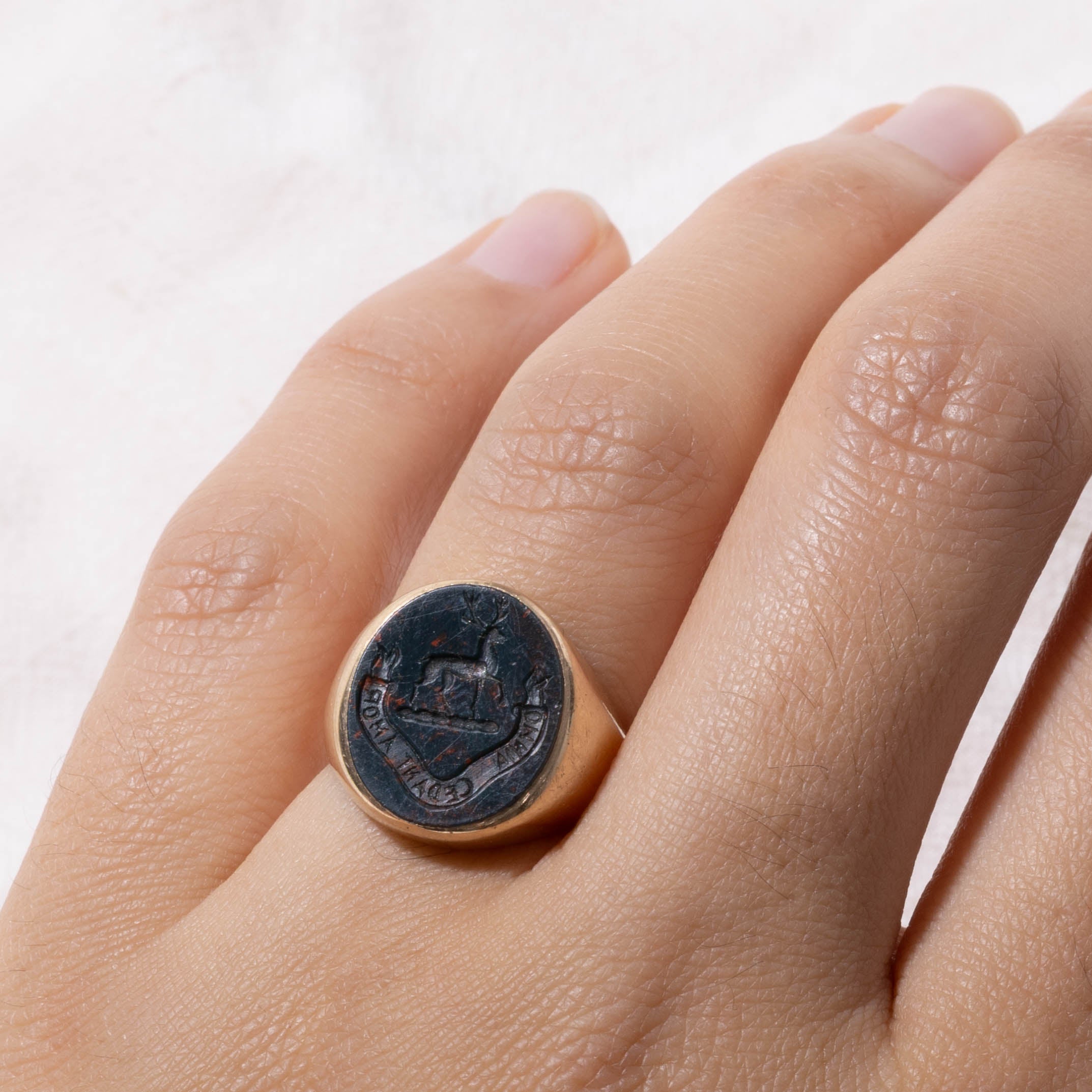 'Birks' Vintage Canadian Bloodstone Intaglio Ring | 3.75ct | SZ 5.75