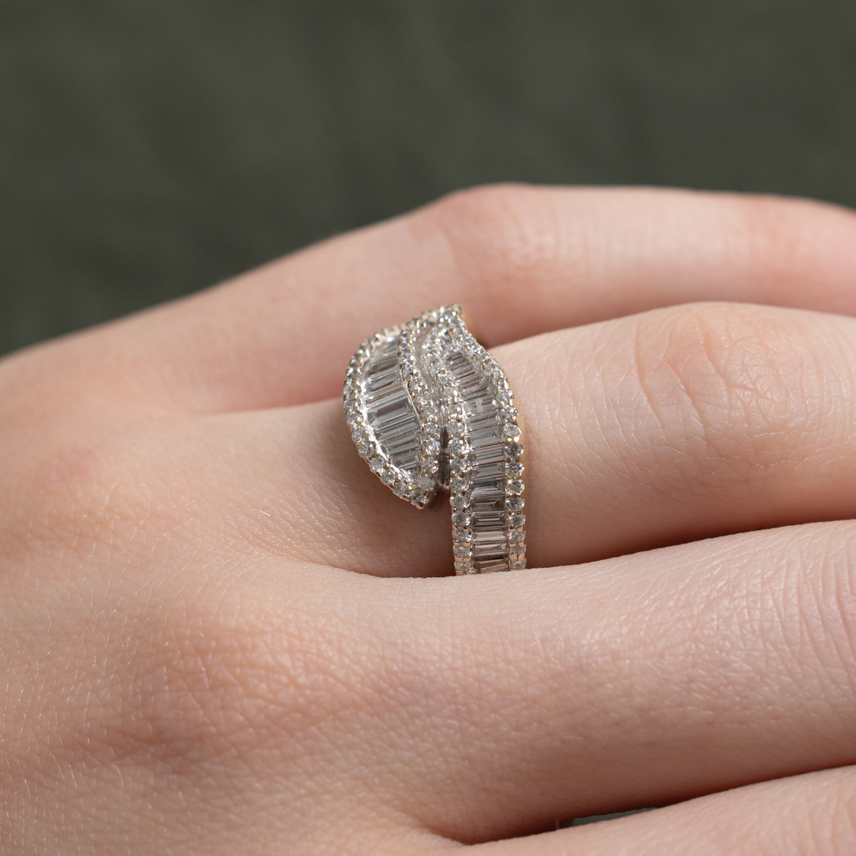 18k Multi Row Diamond Bypass Ring | 0.68ctw | SZ 4.75