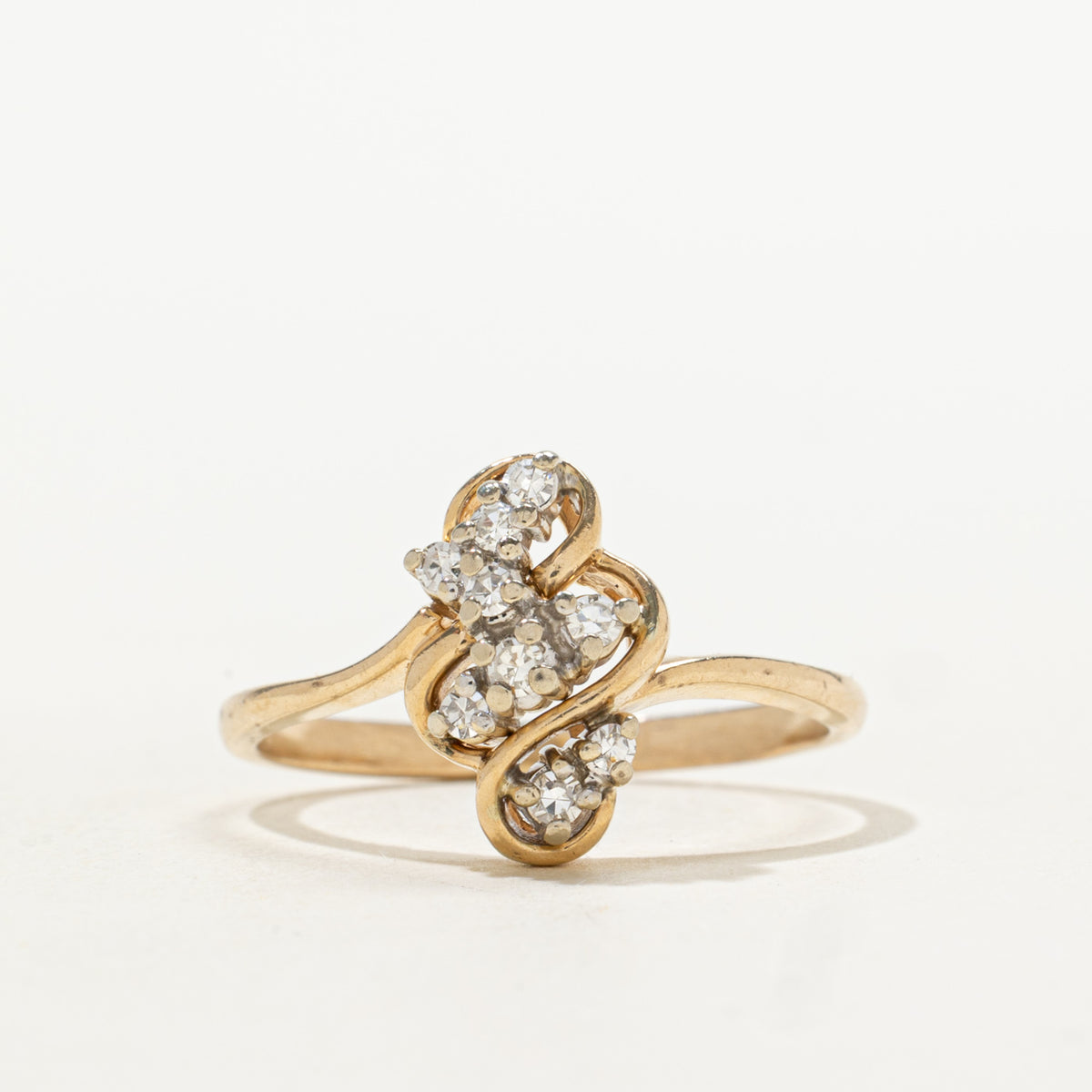Canadian Diamond Cluster Scrollwork Bypass Ring | 0.10ctw | SZ 7.75
