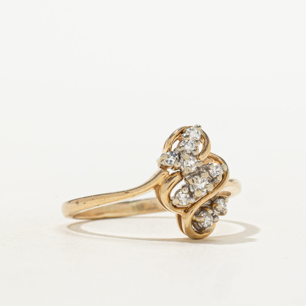 Canadian Diamond Cluster Scrollwork Bypass Ring | 0.10ctw | SZ 7.75