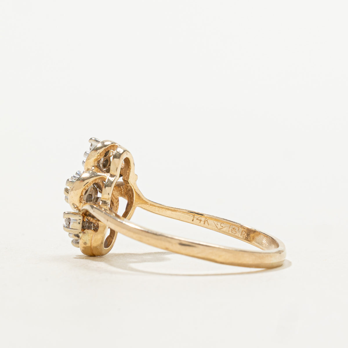 Canadian Diamond Cluster Scrollwork Bypass Ring | 0.10ctw | SZ 7.75