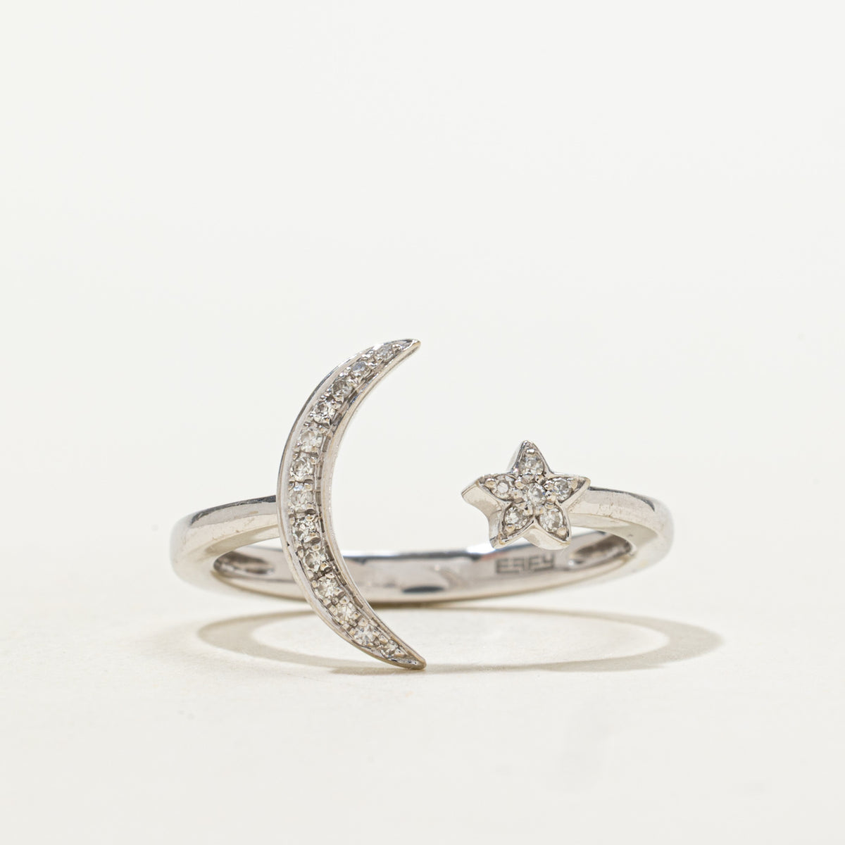 'Effy' Diamond Open Moon & Star Ring | 0.04ctw | SZ 7