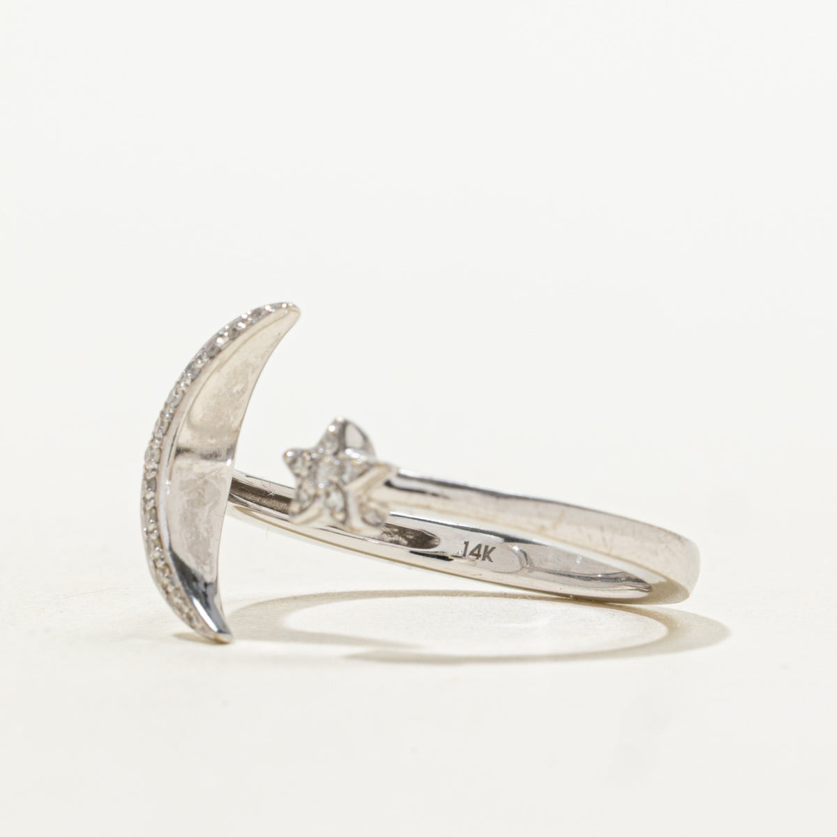 'Effy' Diamond Open Moon & Star Ring | 0.04ctw | SZ 7