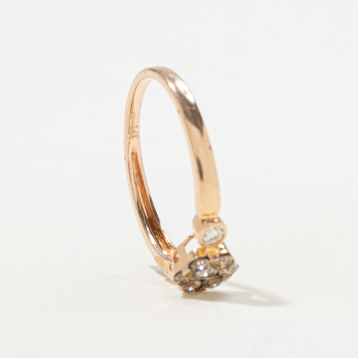 14k Brown & White Diamond Floral Cluster Ring | 0.29ctw | SZ 7