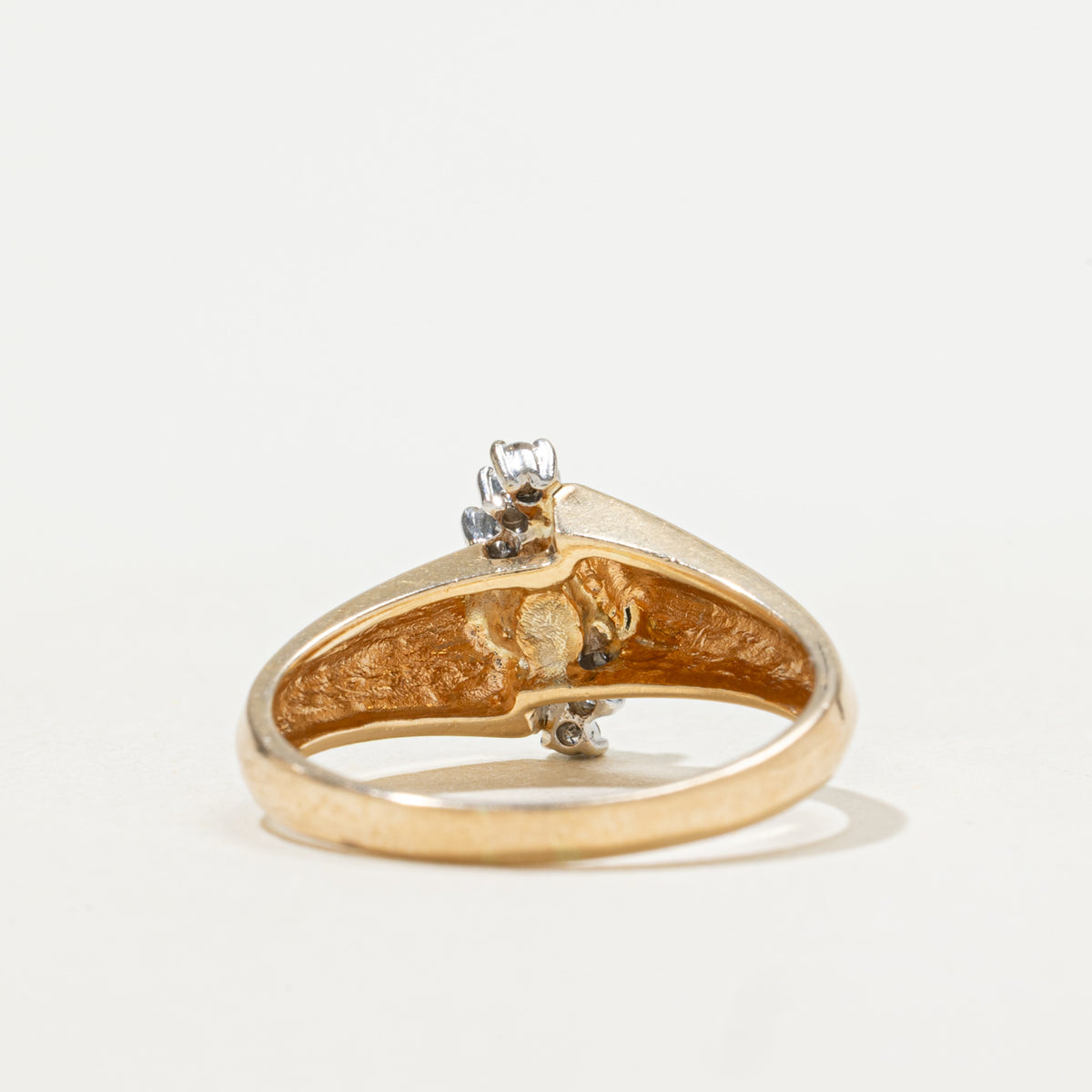 14k Marquise Cut Diamond Accented Knife Edge Ring | 0.20ct I2 G, 0.04ctw | SZ 7.25