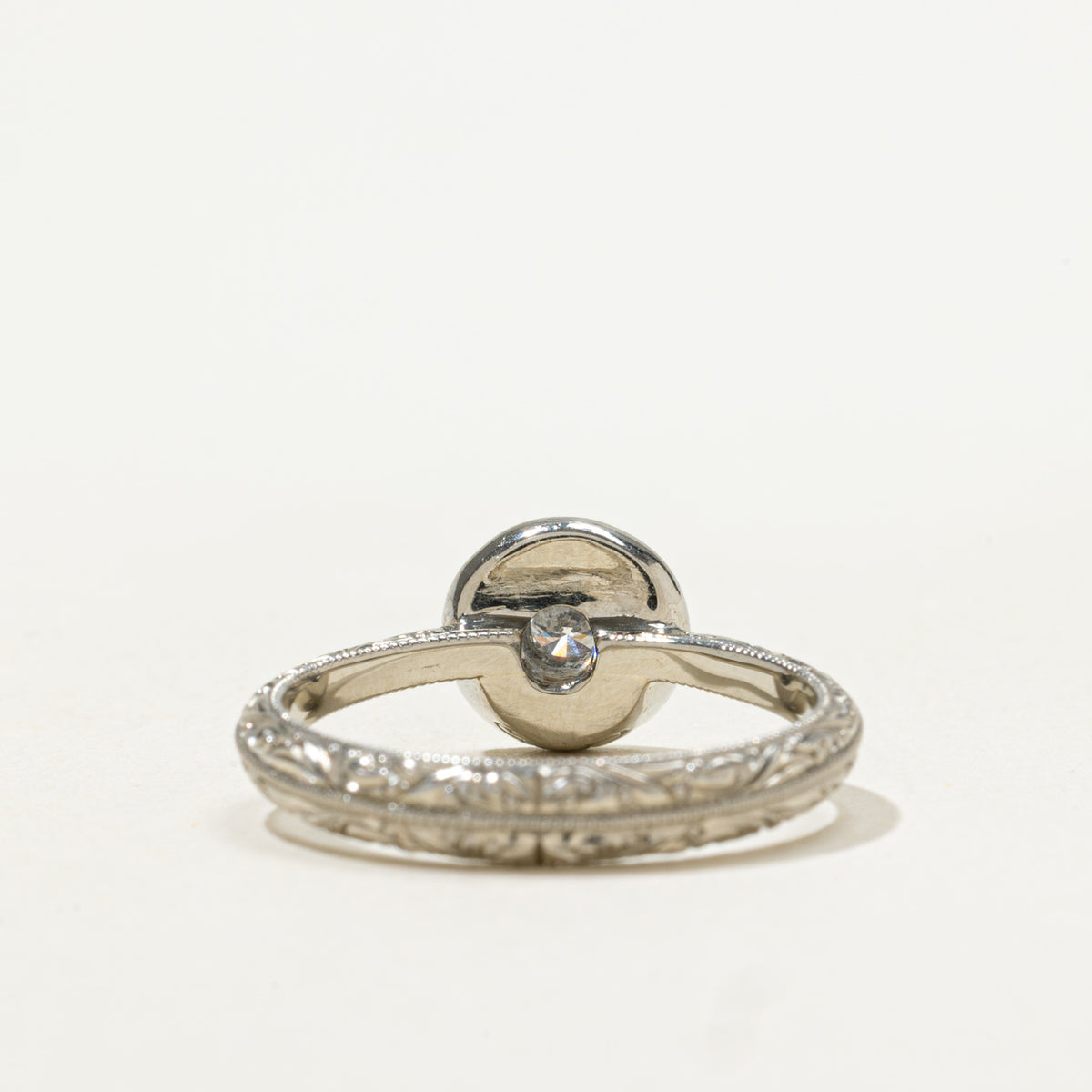 14k Bezel Set Diamond Halo Engraved Ring | 0.13ctw | SZ 6