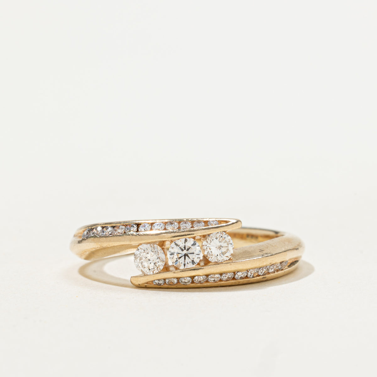 14k Three Stone Diamond Bypass Ring | 0.41ctw | SZ 7.75