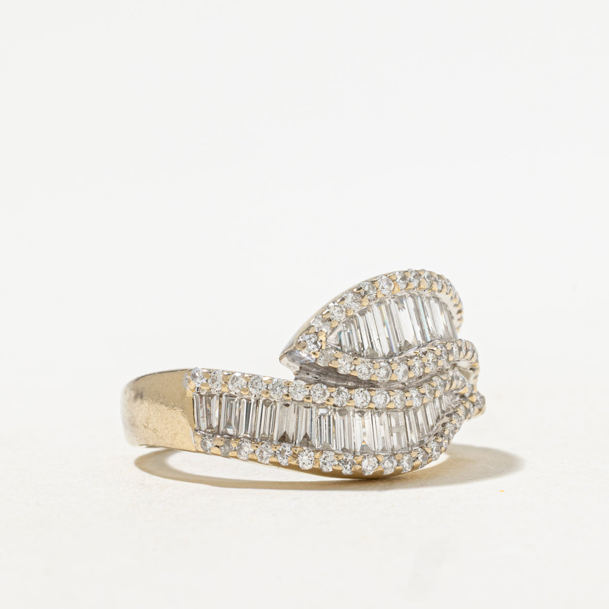 18k Multi Row Diamond Bypass Ring | 0.68ctw | SZ 4.75