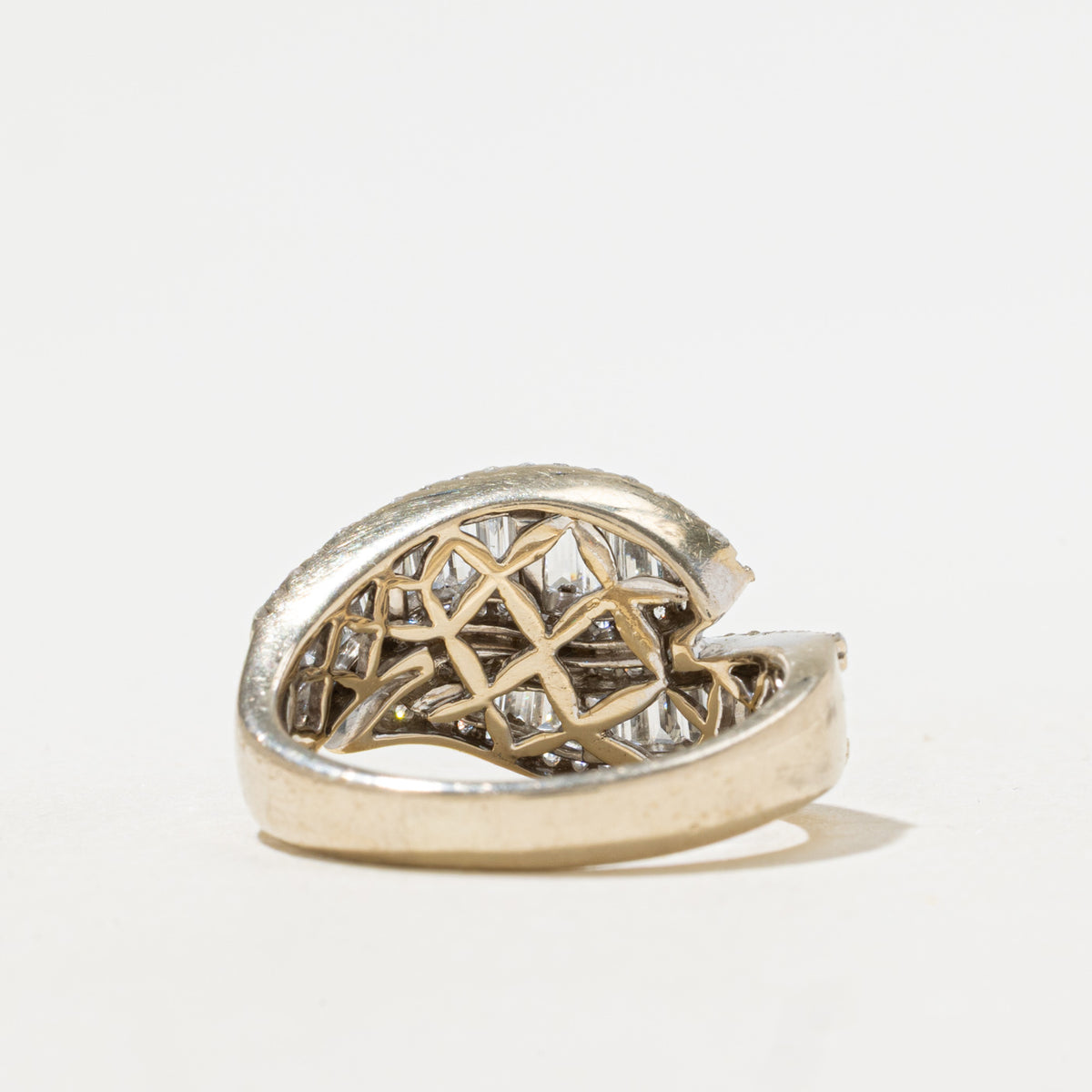 18k Multi Row Diamond Bypass Ring | 0.68ctw | SZ 4.75