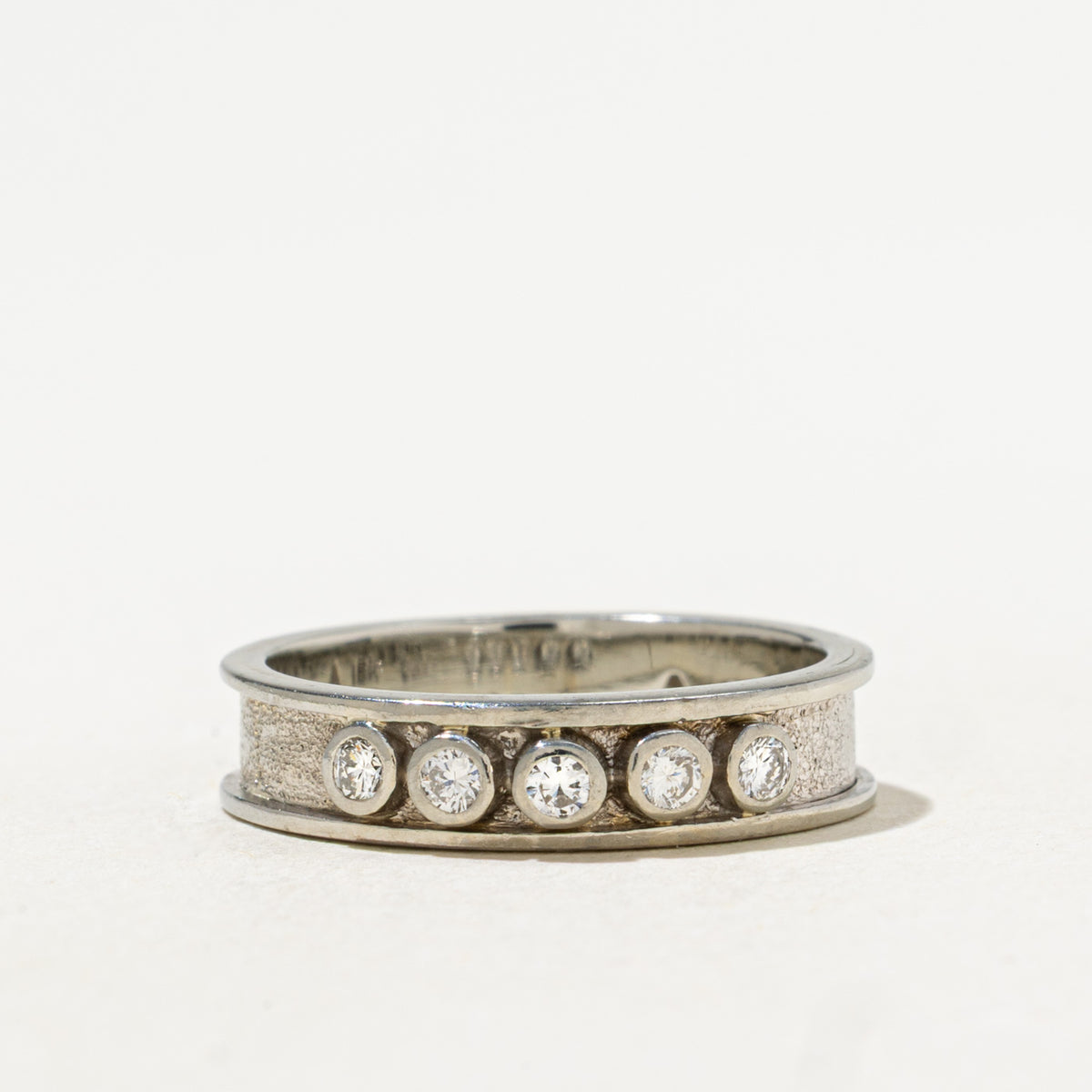 'Cavelti' Five Stone Diamond Textured Band | 0.10ctw | 4.35mm | SZ 5