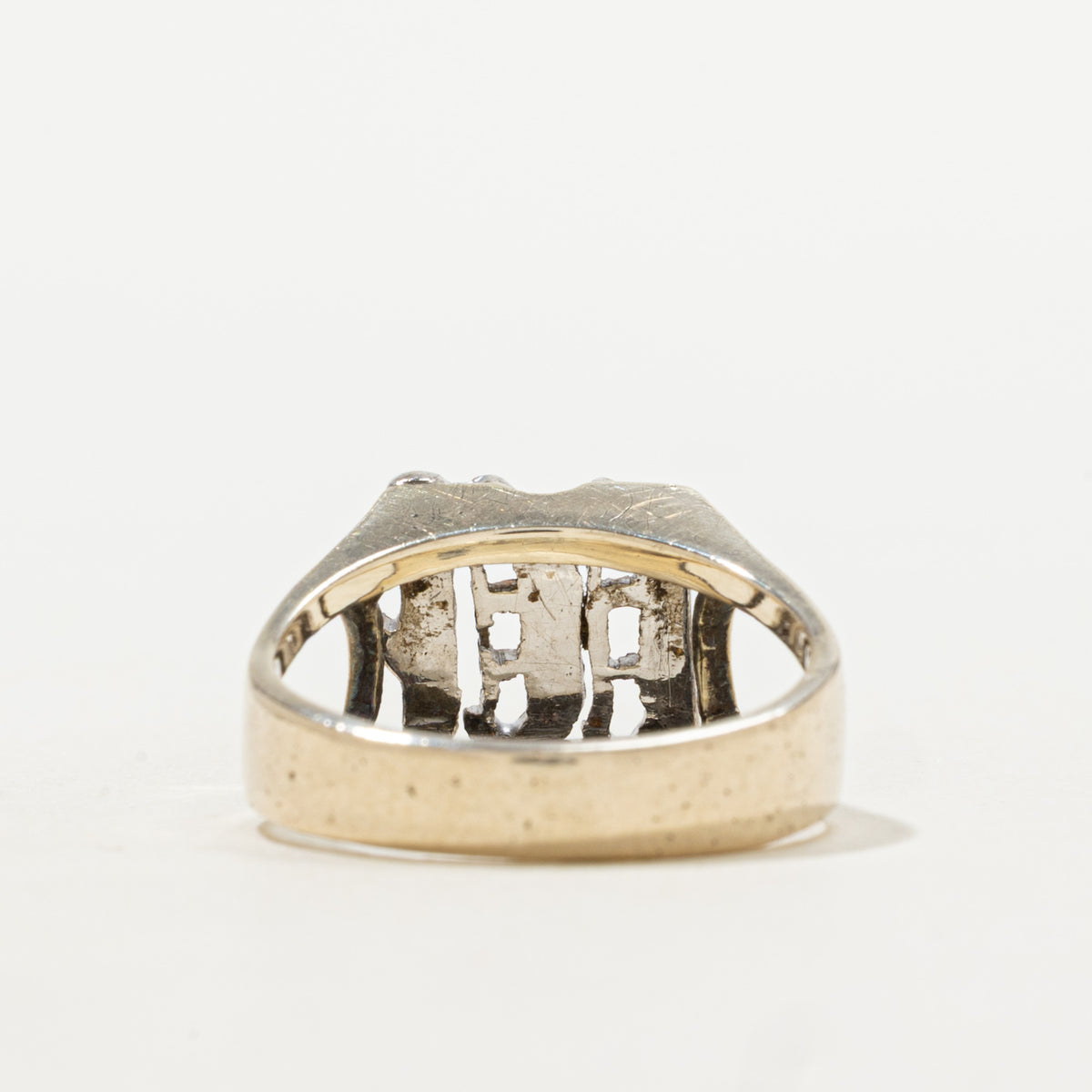 9k Diamond Openwork "M" Initial Signet Ring | 0.08ctw | SZ 5.5