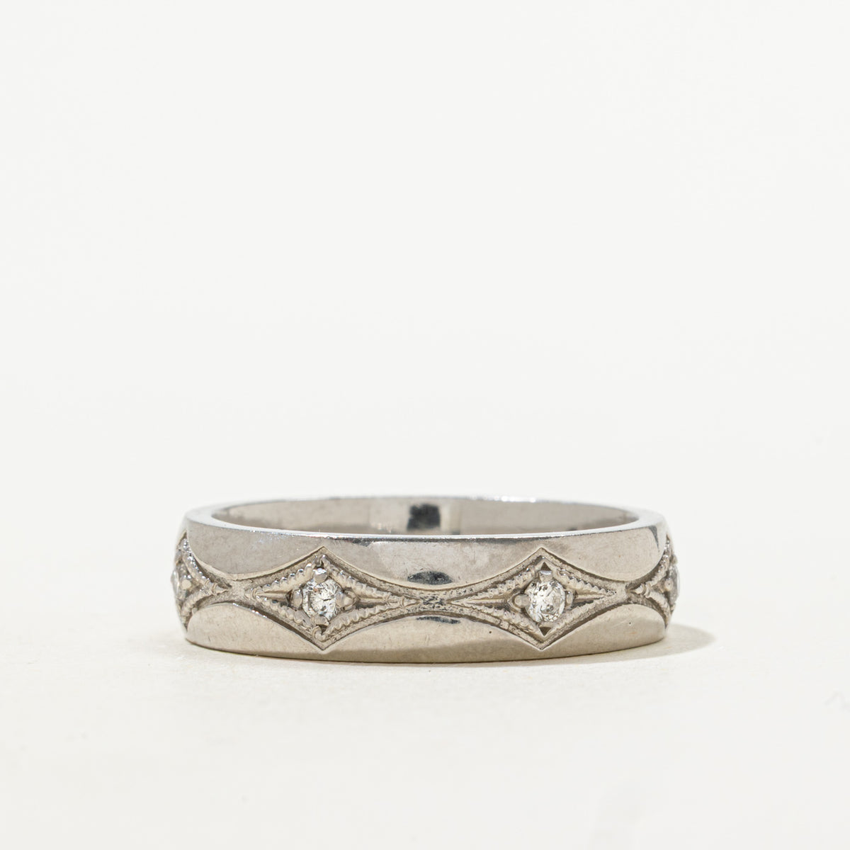 950 Platinum Eternity Diamond Geometric Patterned Band | 0.21ctw | 5.85mm | SZ 10.25