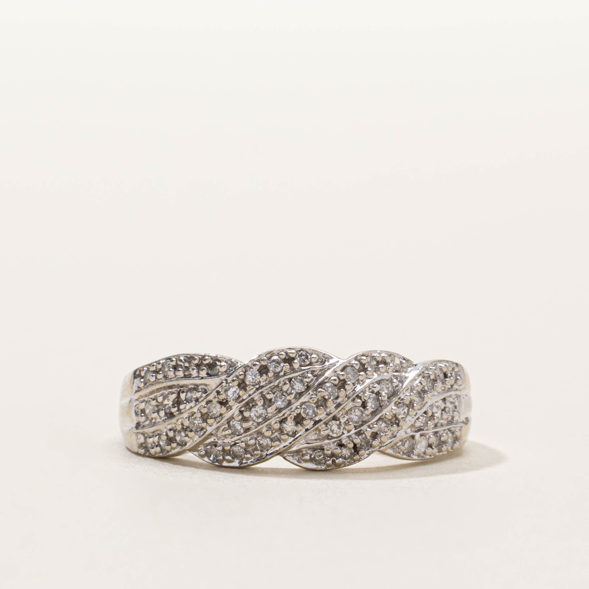 10k Pave Set Diamond Twisted Ring | SZ 7.5
