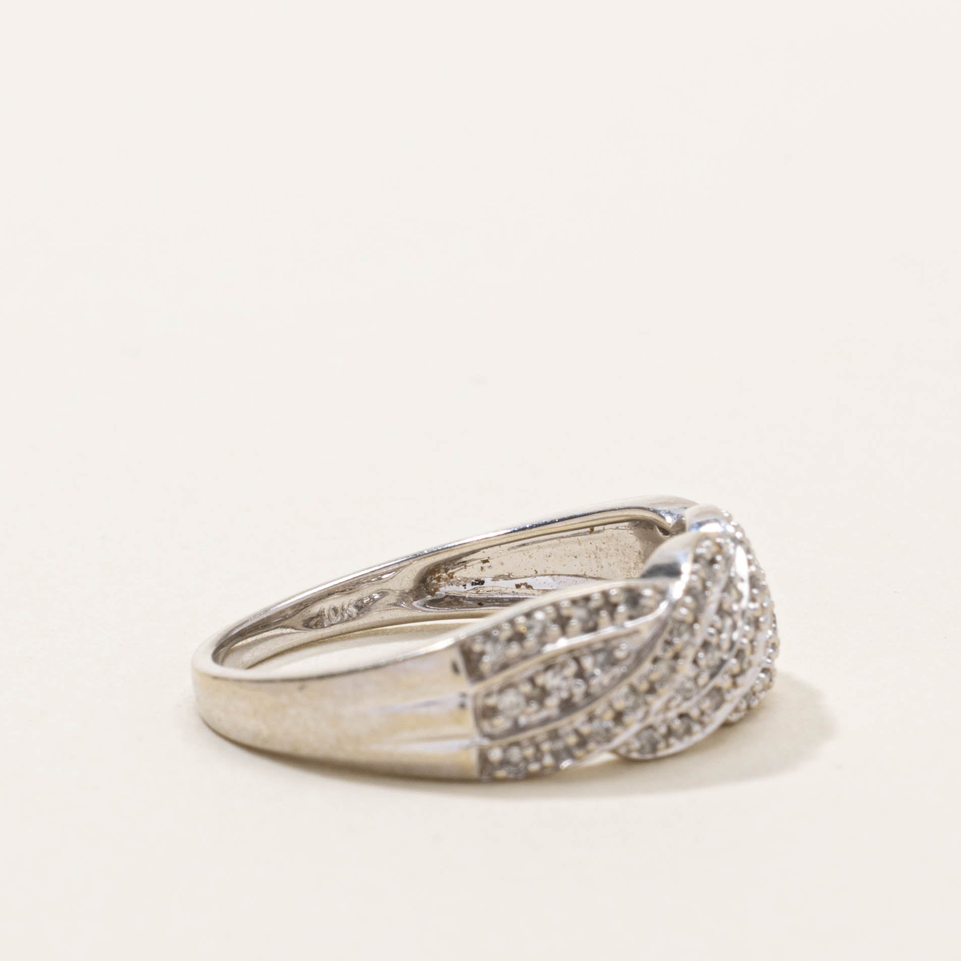 10k Pave Set Diamond Twisted Ring | SZ 7.5