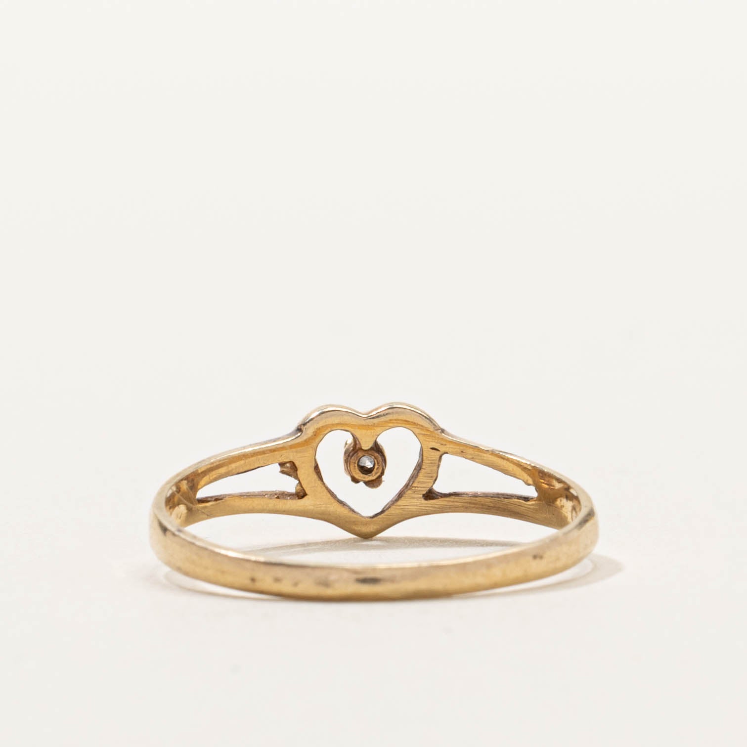 10k Diamond Heart Split Shank Ring | SZ 6