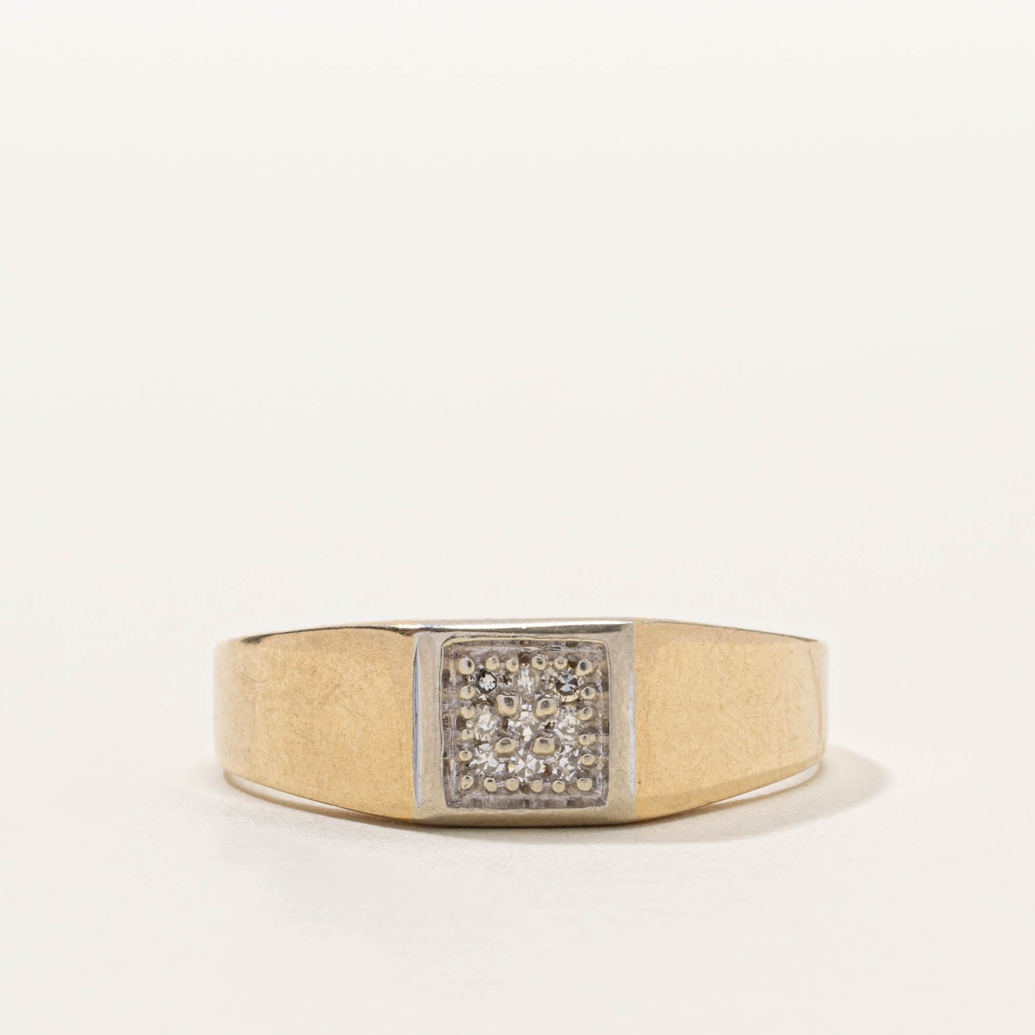 10k Diamond Grid Signet Ring | SZ 12.75