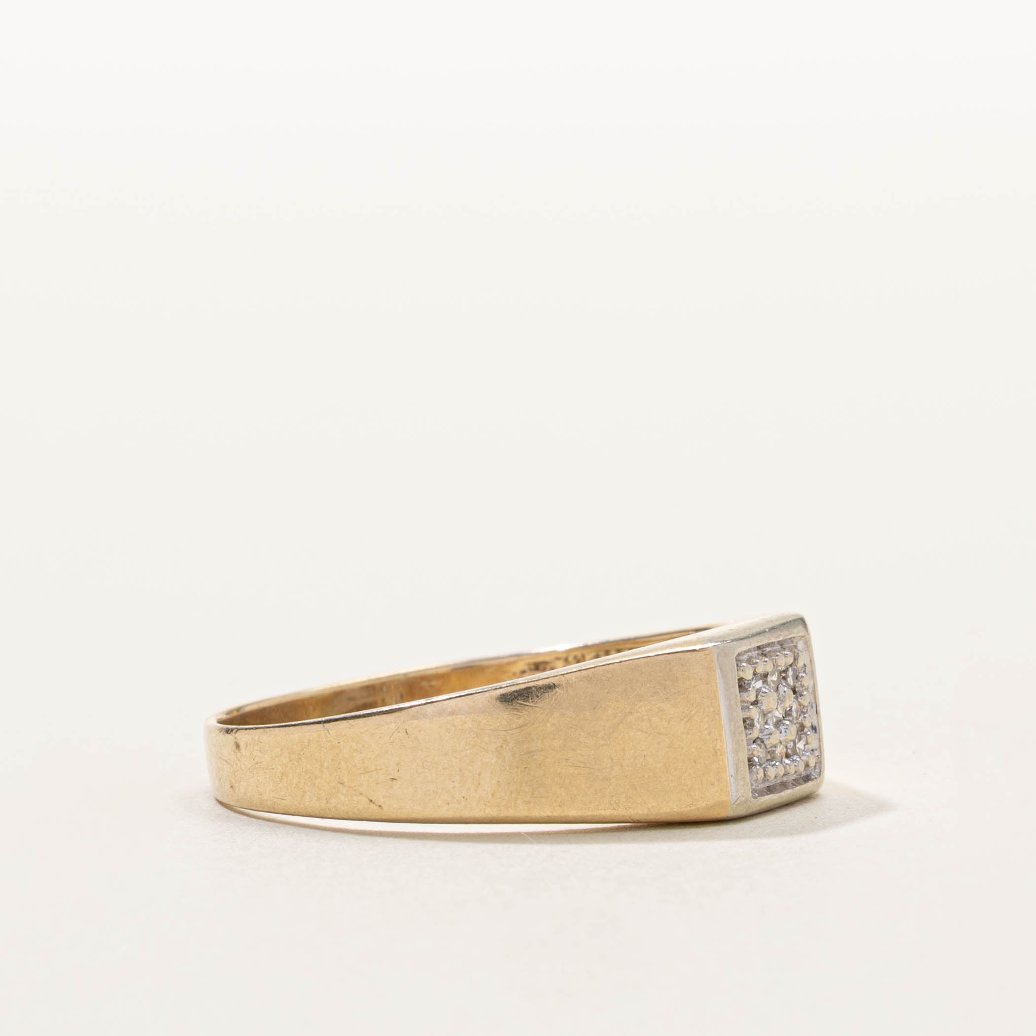 10k Diamond Grid Signet Ring | SZ 12.75