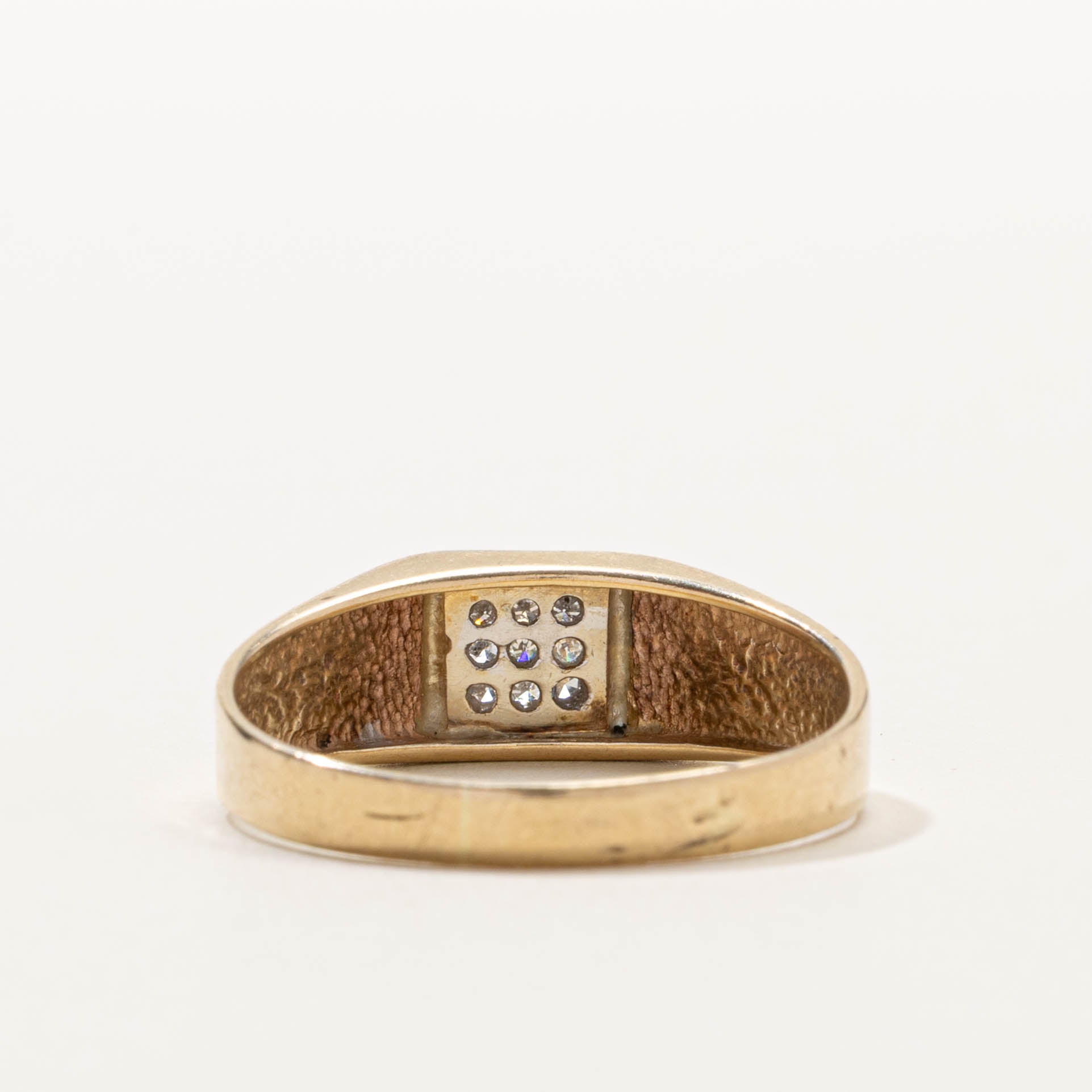 10k Diamond Grid Signet Ring | SZ 12.75