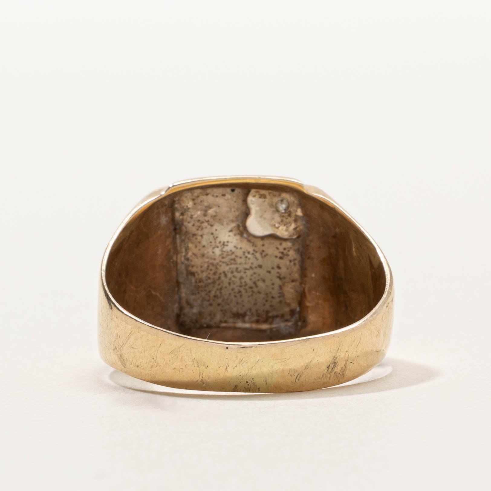 10k Two Tone Diamond Masonic Crest Signet Ring | SZ 10