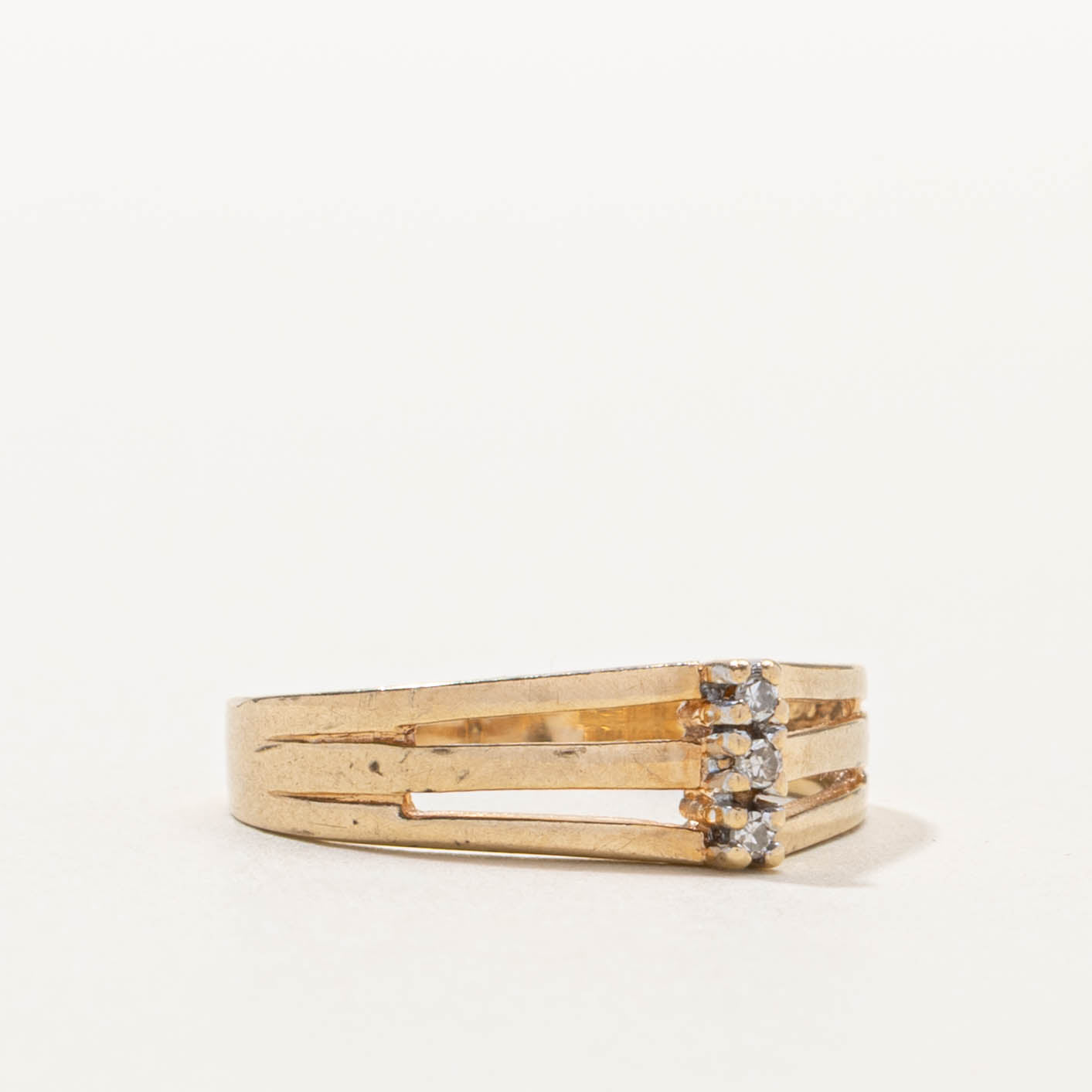 10k Diamond Triple Split Shank Ring | SZ 5.5