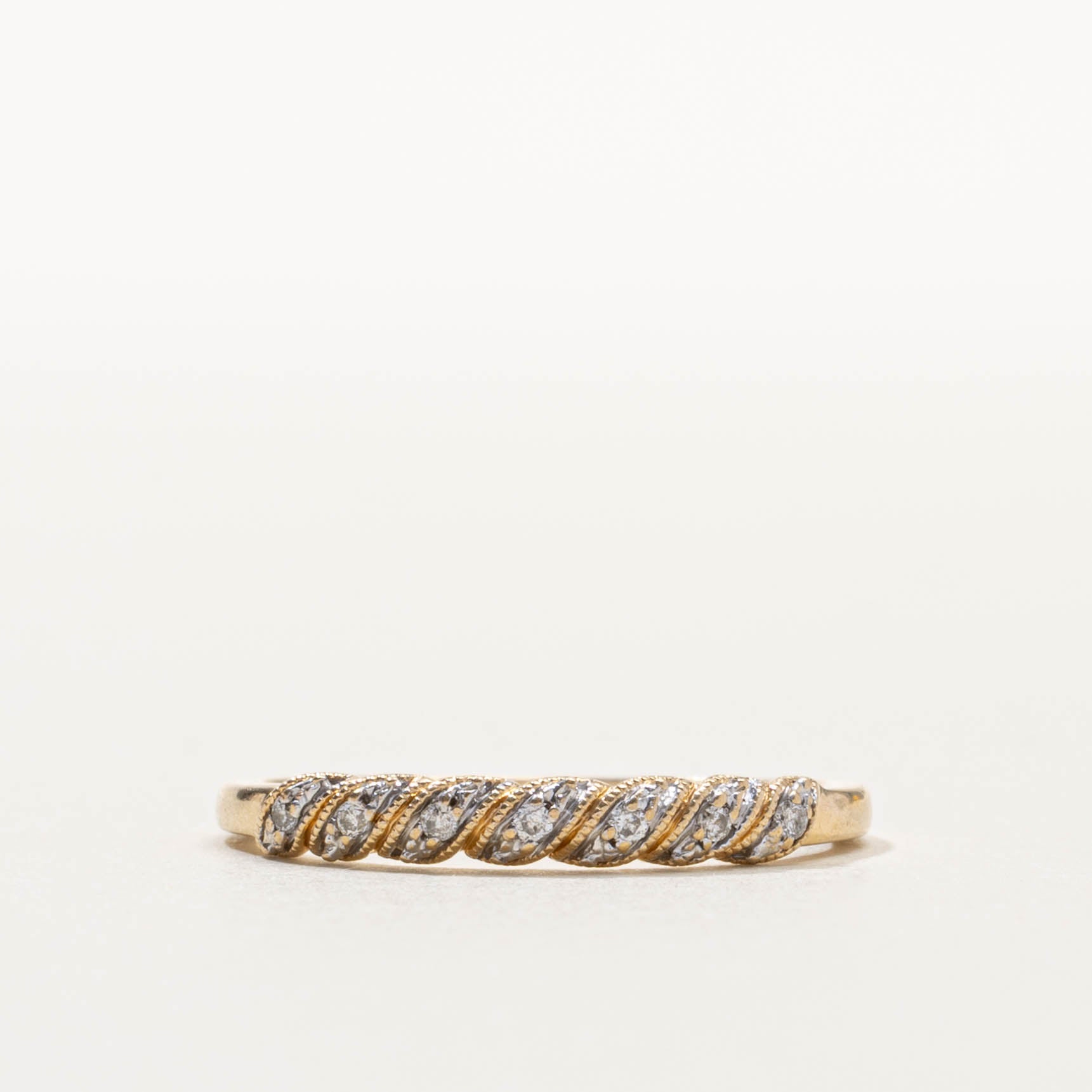 10k Diamond Milgrained Rope Band | SZ 7.25