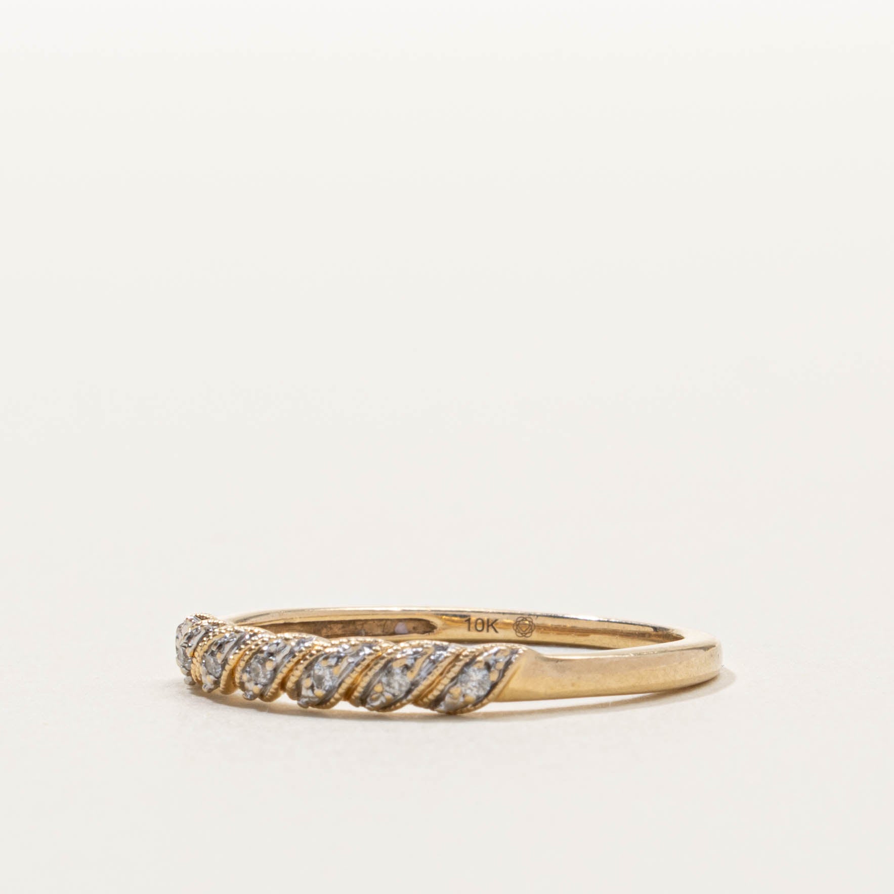 10k Diamond Milgrained Rope Band | SZ 7.25