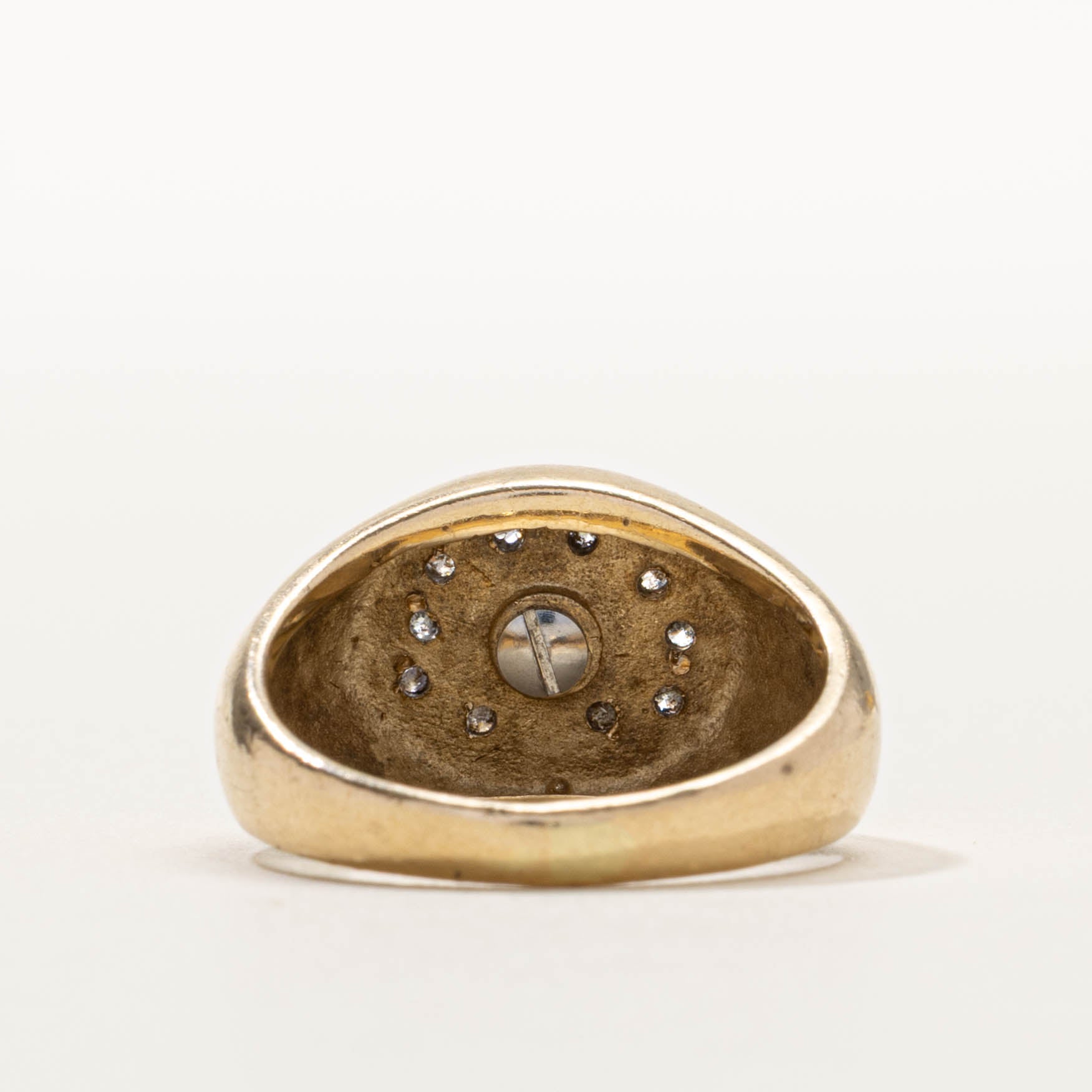 10k Diamond Masonic Crest Signet Ring | SZ 7.25