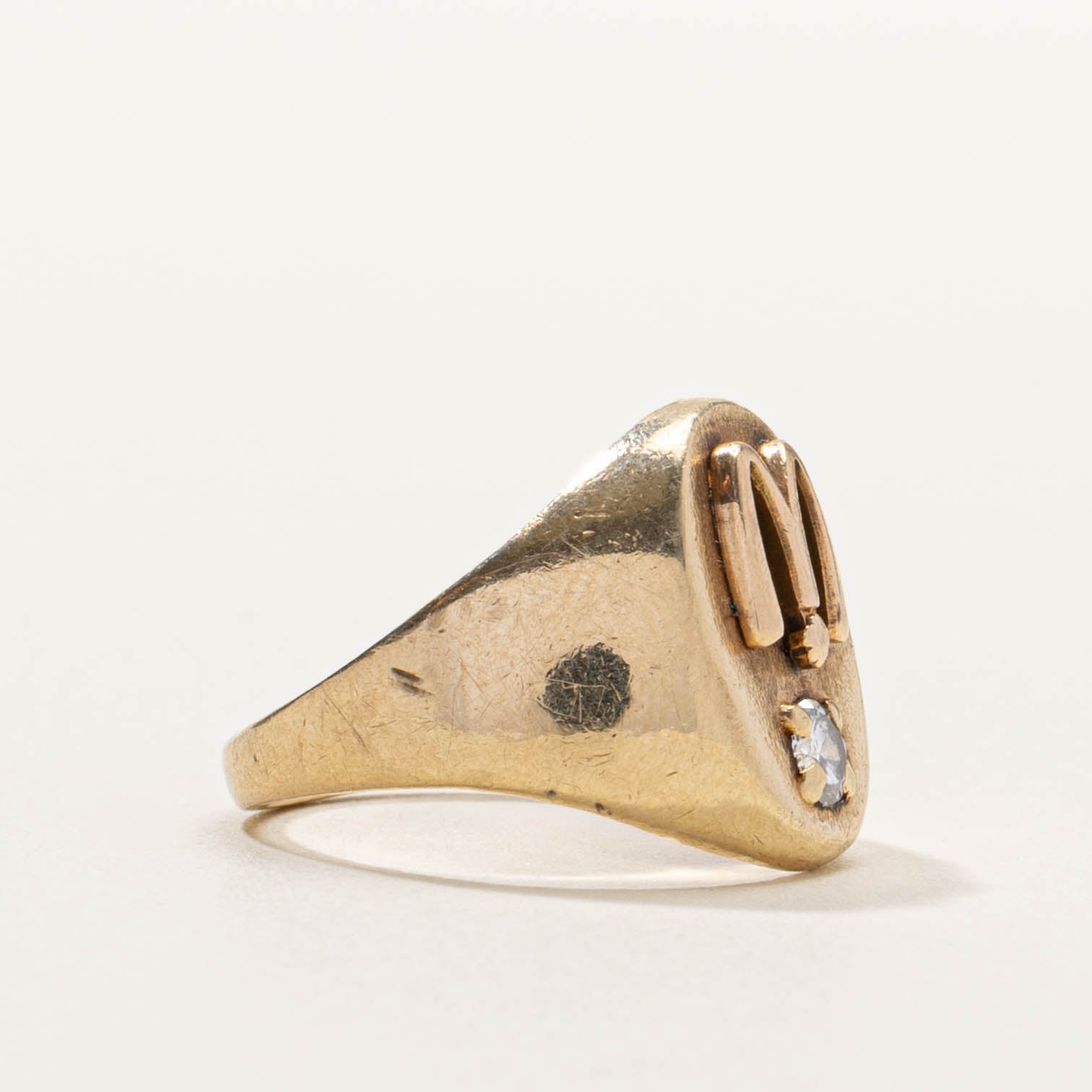 ‘McDonalds' Diamond “M” Initialized Signet Ring | SZ 4.5