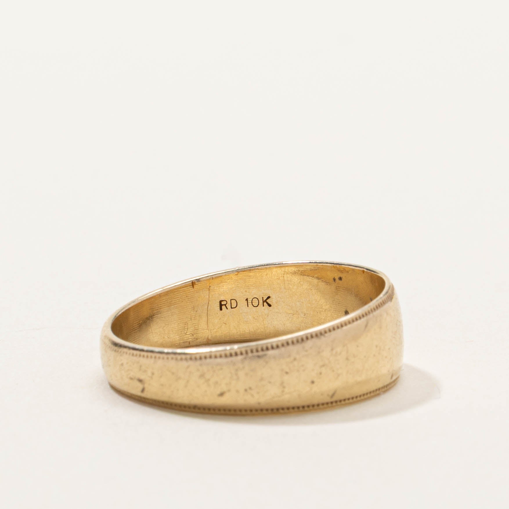 10K Single Stone Diamond Milgrained Band | SZ 9