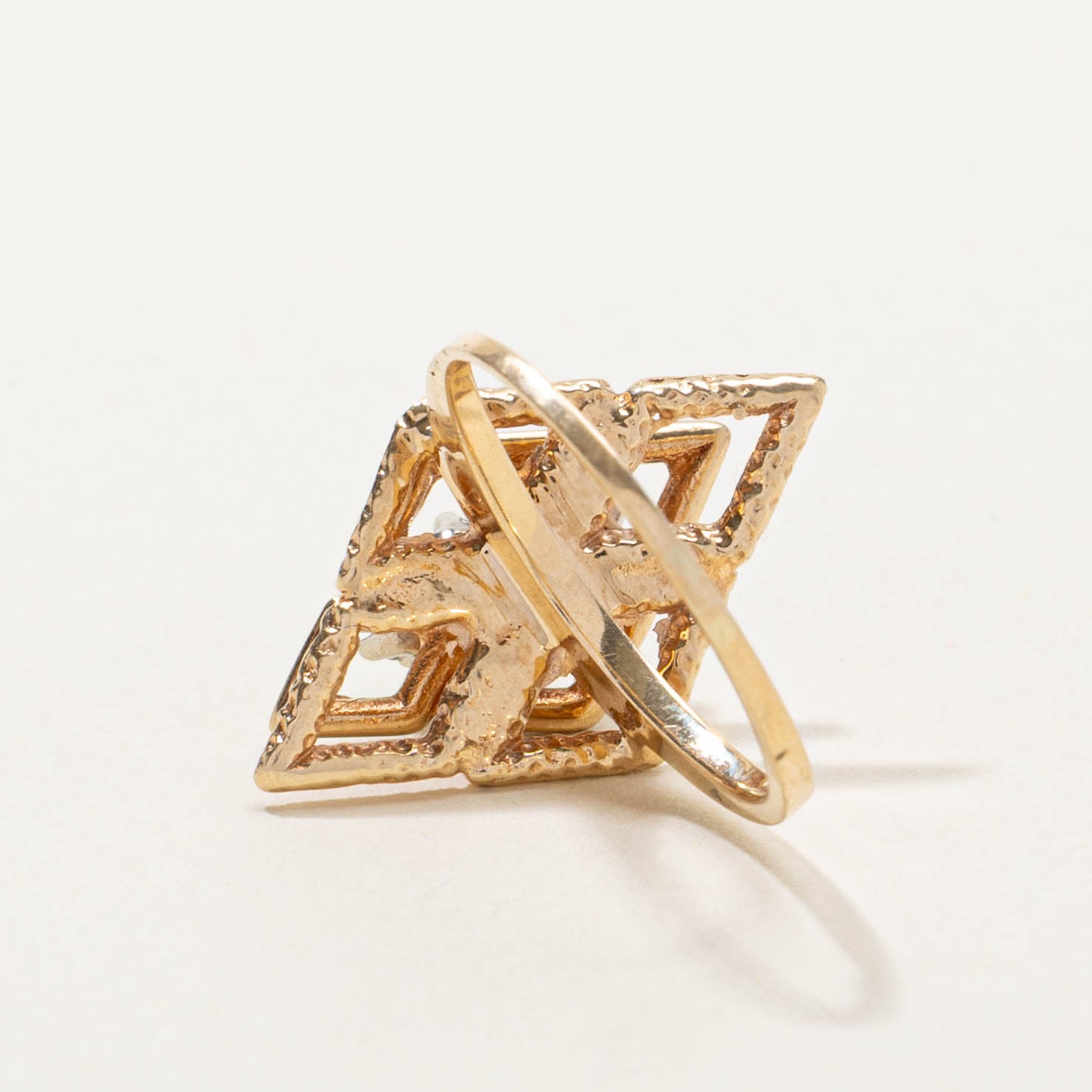 14k Diamond Openwork Cocktail Navette Ring | SZ 6