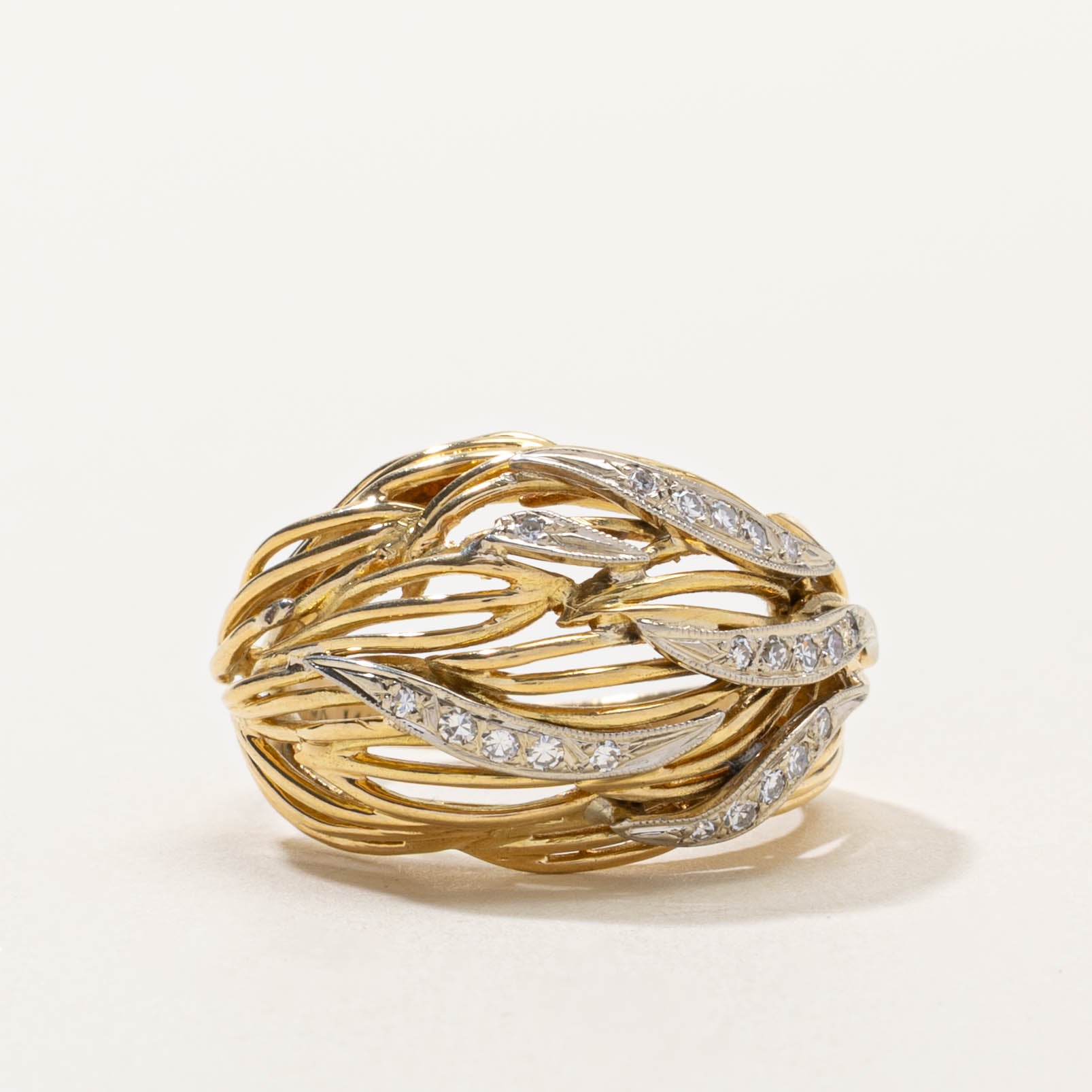 14k Diamond Openwork Swept Cocktail Ring | SZ 6.25