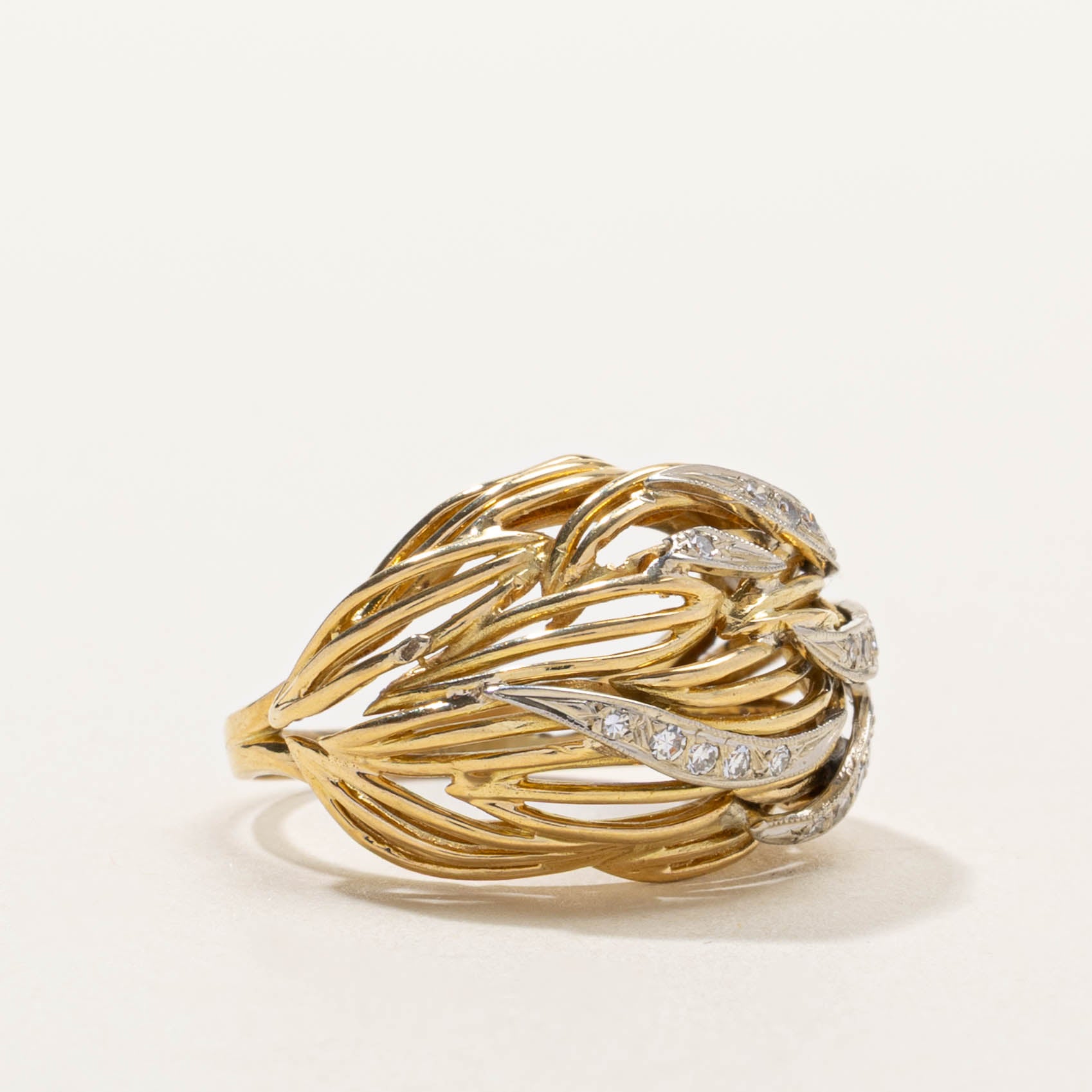 14k Diamond Openwork Swept Cocktail Ring | SZ 6.25