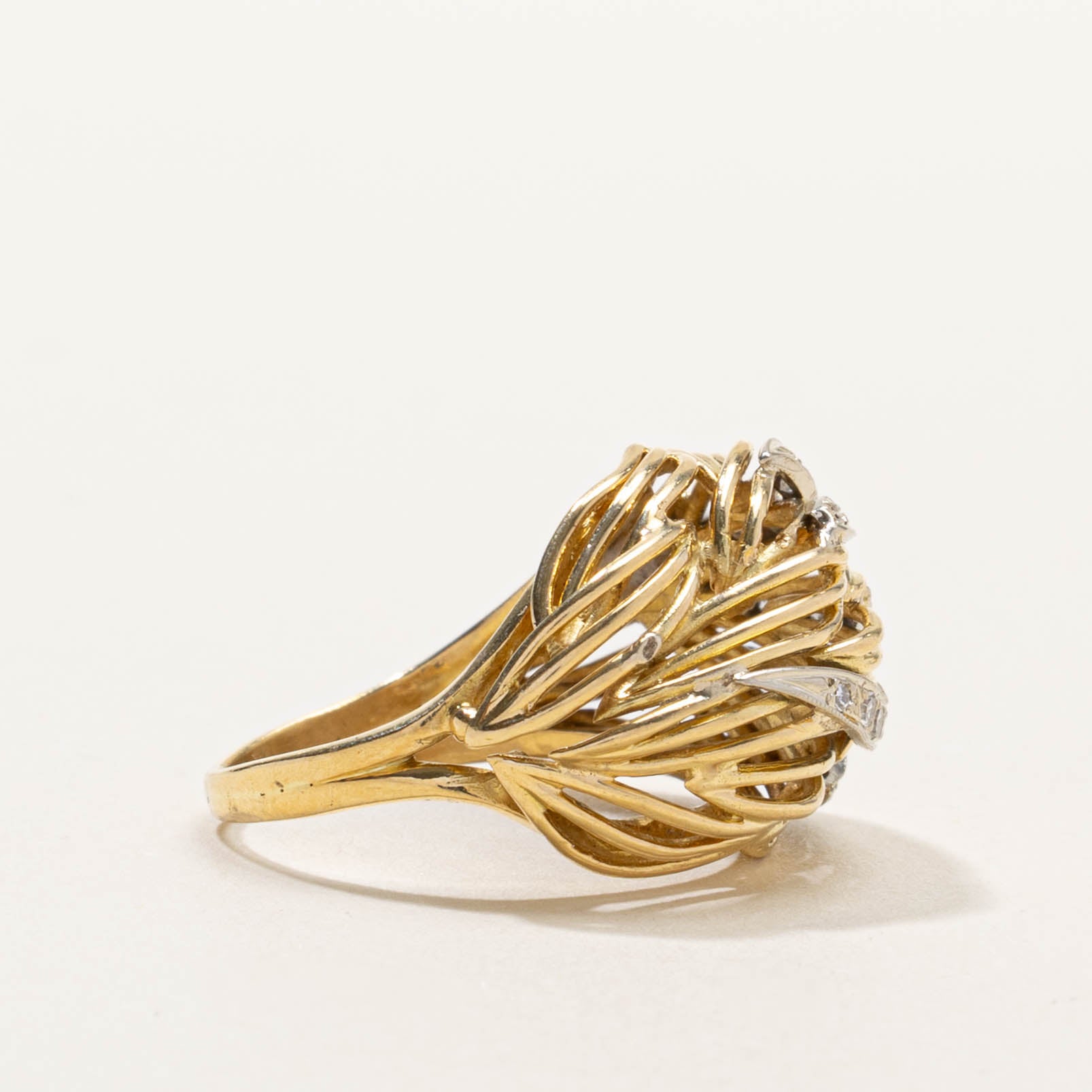 14k Diamond Openwork Swept Cocktail Ring | SZ 6.25