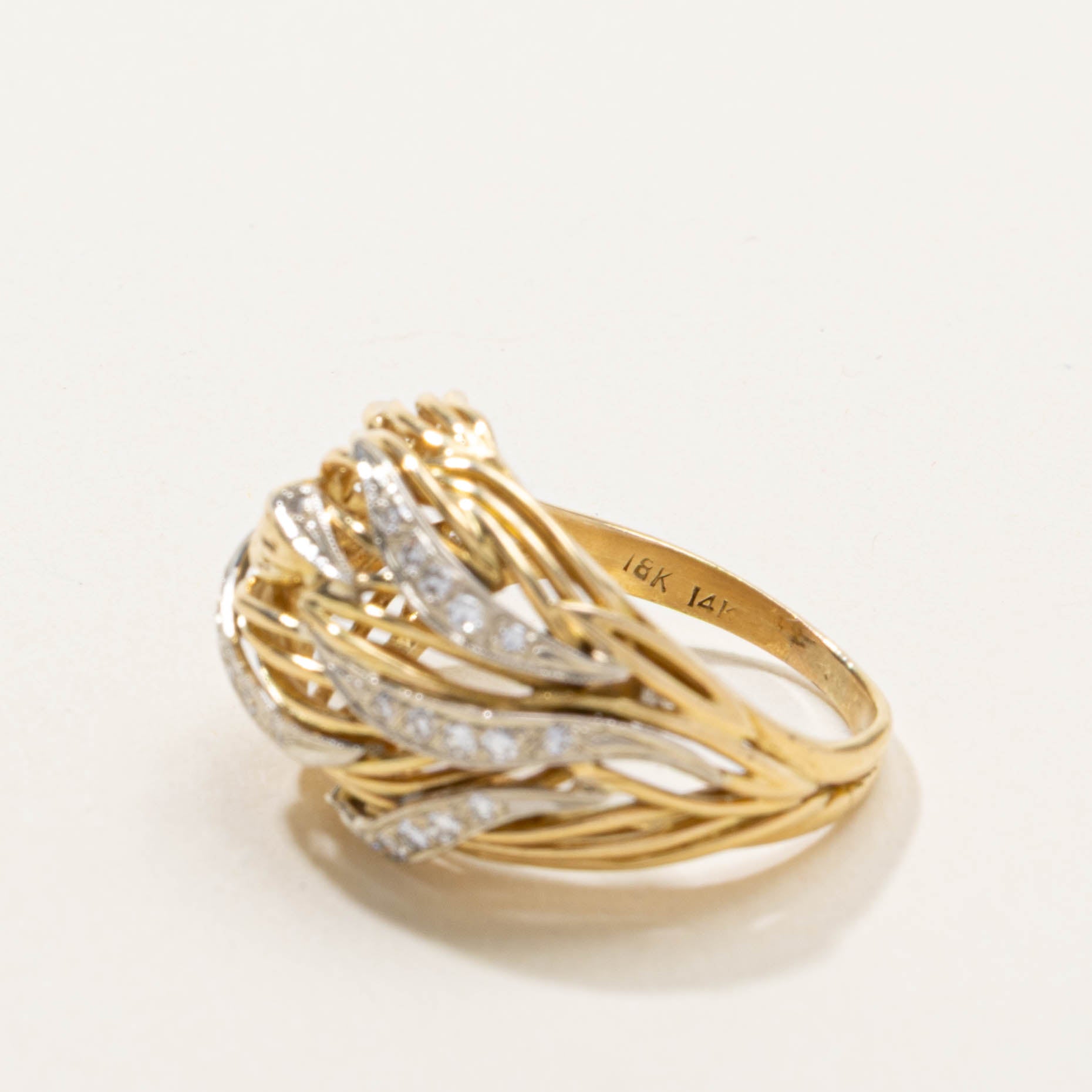 14k Diamond Openwork Swept Cocktail Ring | SZ 6.25