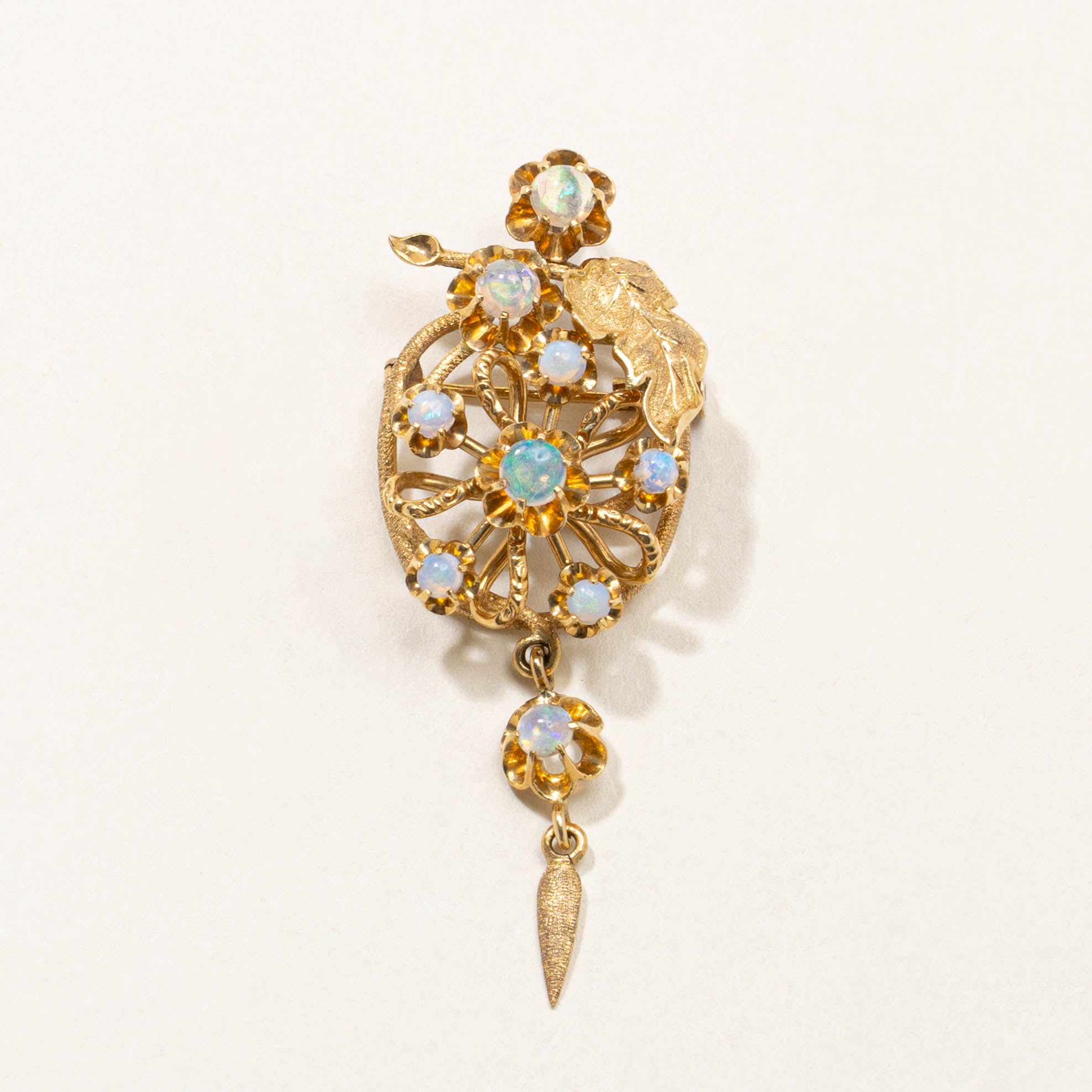 18k Scattered Opal Openwork Floral Brooch | 1.15ctw